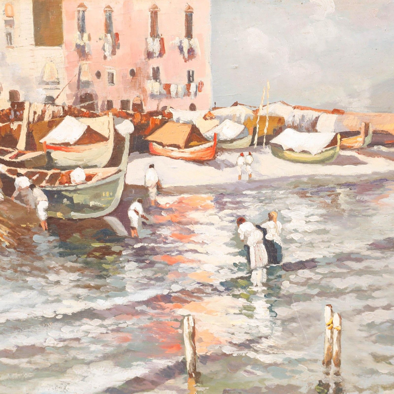 Andre Casabonne (1922 1950) Mid 20th Century Oil, Mediterranean Harbour photo Art