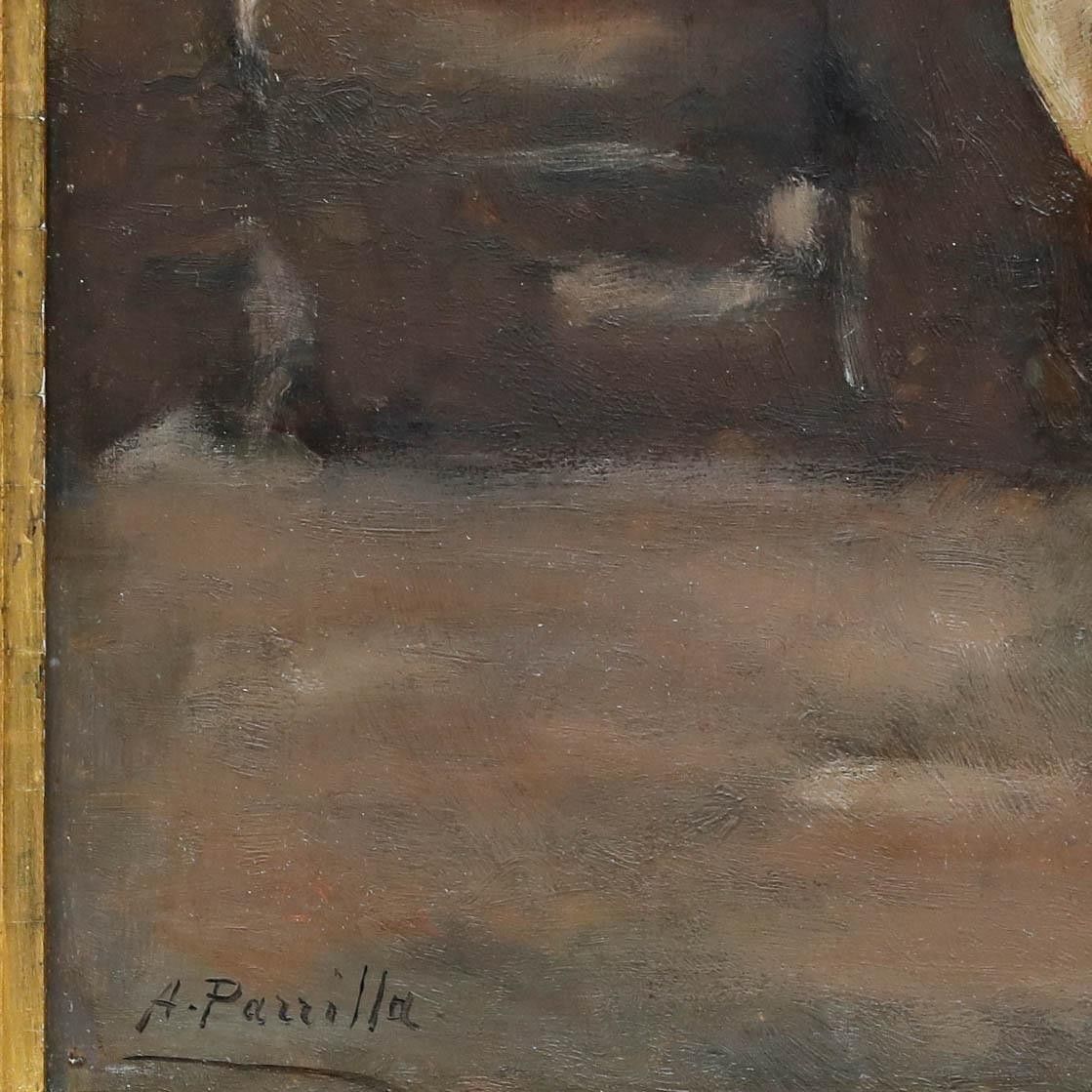 A. Parilla  Early 20th Century Oil, The Old Fisherman photo vinterior