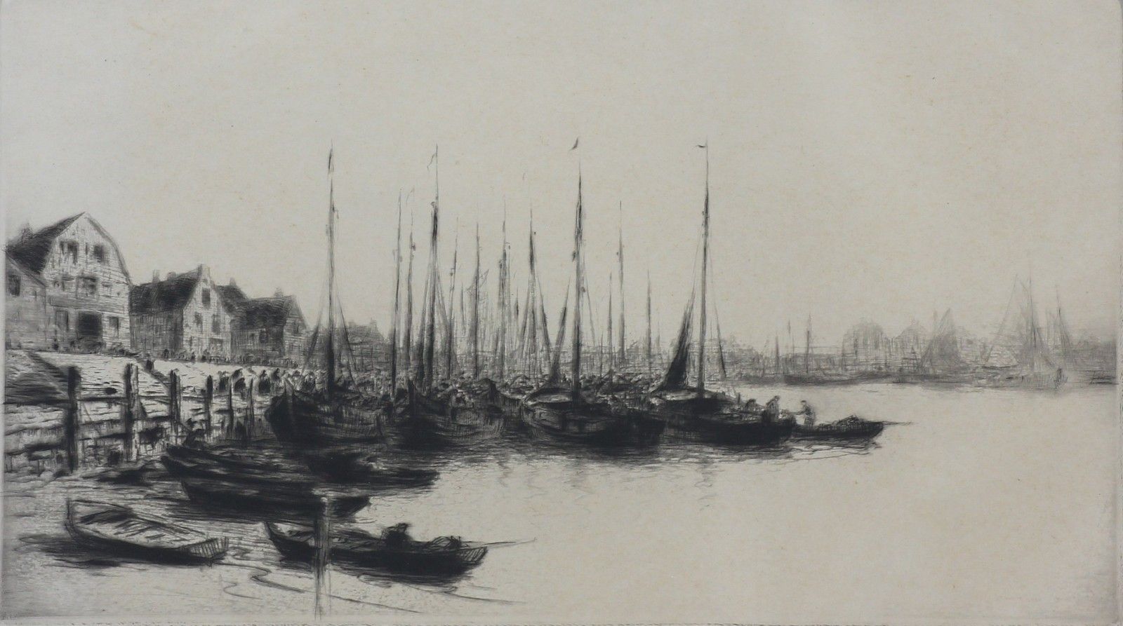 Etching And Drypoint By Joseph Gray. Titled 'Dutch Fishing Fleet' photo furniture