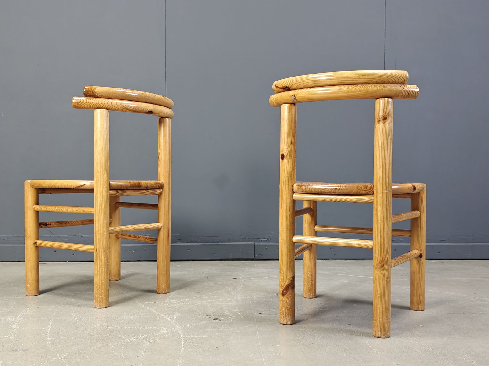 Vintage Pine Wood Dining Chairs   1980s   Set Of 6 photo Furniture