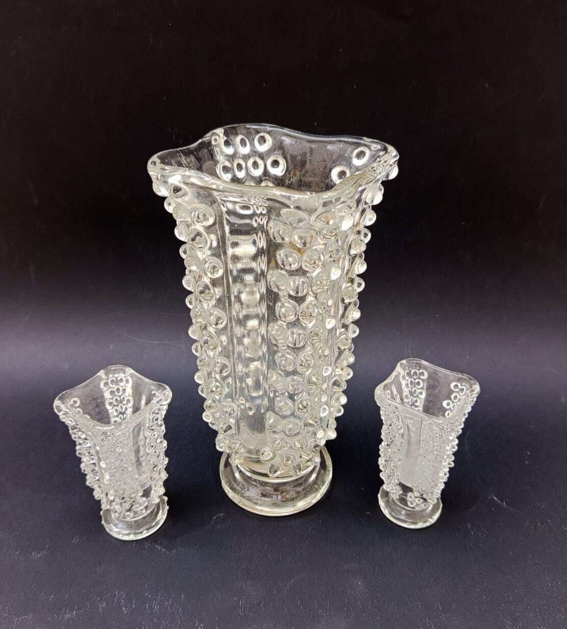 Three Vintage Rostrato Murano Glass Vases Designed By Ercole Barovier, Midcentury Italy. photo Home Decor