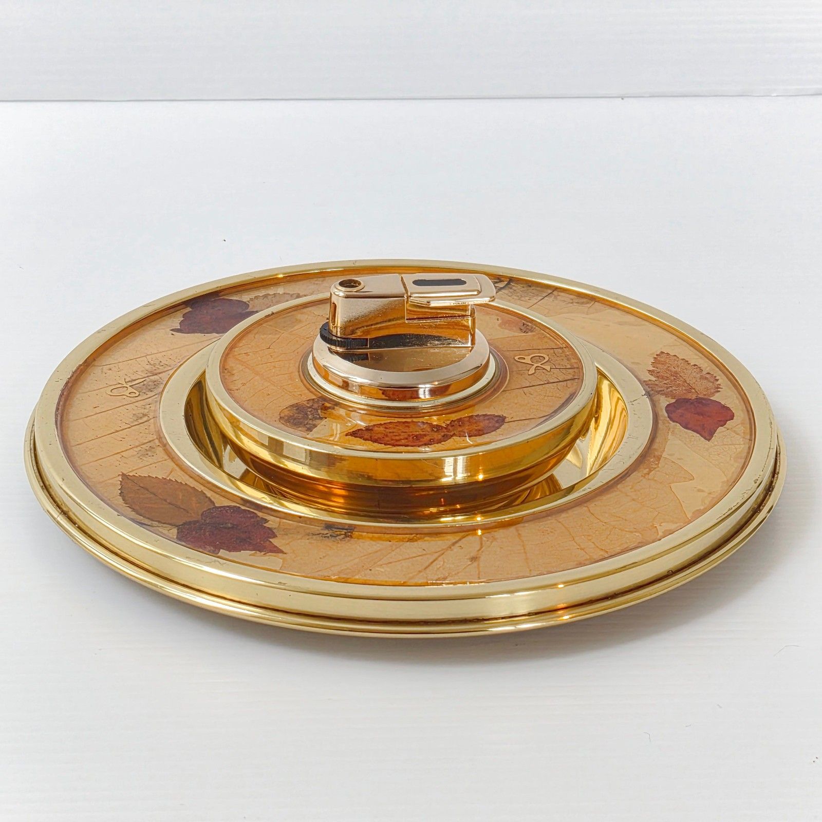 Vintage Italian 1960s Gold Brass 60s Retro 1960s Lighter & Ashtray Set photo buy