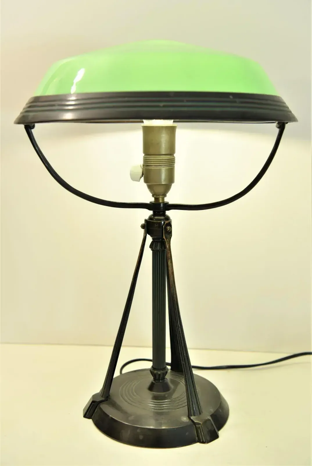 Swedish Grace Bronze Patinated Metal And Glass Table Lamp, Sweden photo furniture
