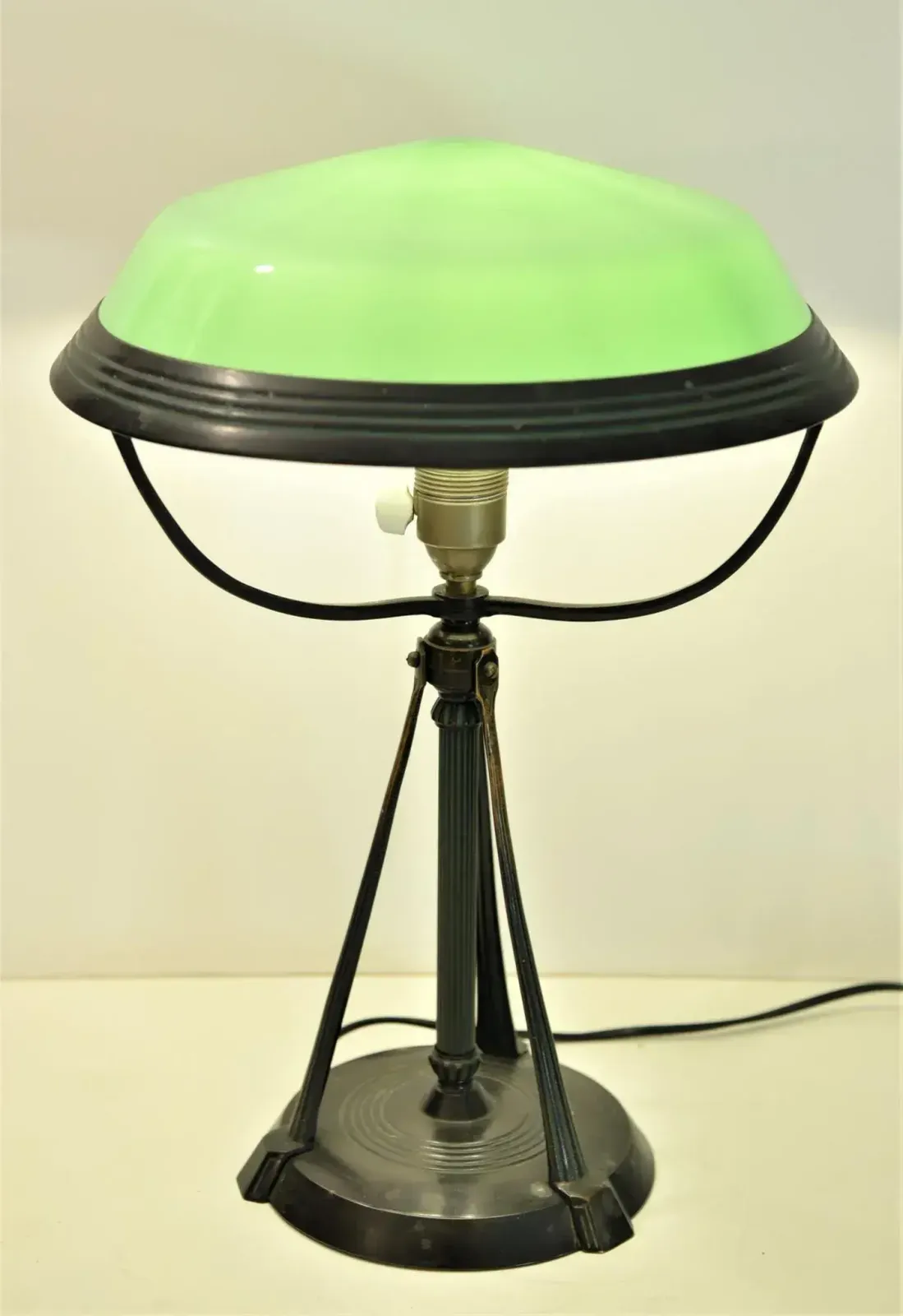 Swedish Grace Bronze Patinated Metal And Glass Table Lamp, Sweden photo Lighting