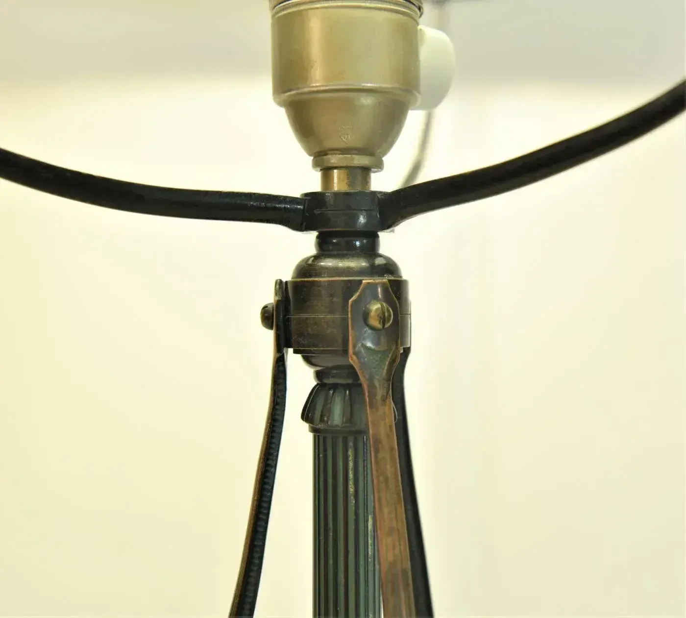 Swedish Grace Bronze Patinated Metal And Glass Table Lamp, Sweden photo vinterior
