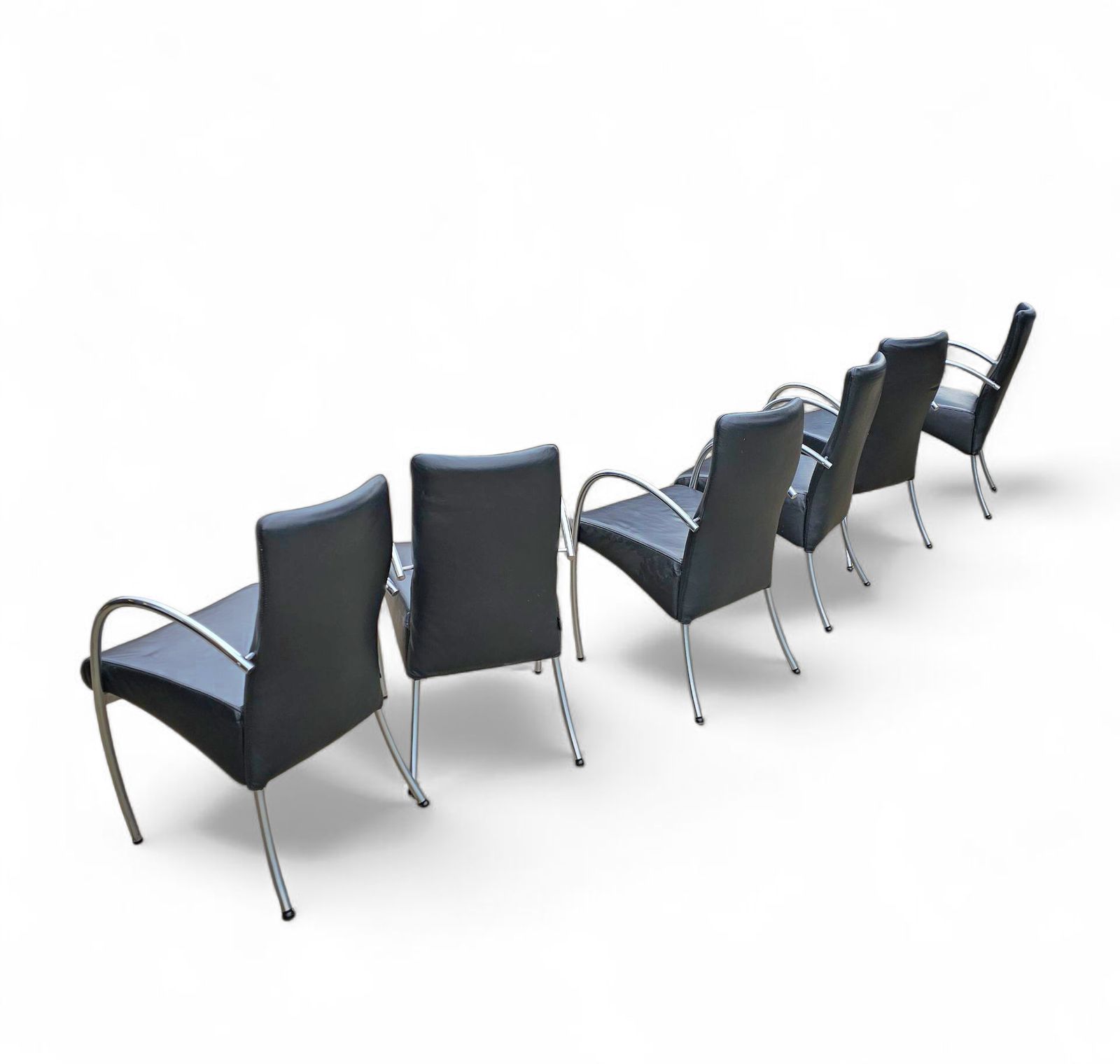 6 X Rare Leather Dining Chair By Hennie De Jong / 1990s photo Furniture