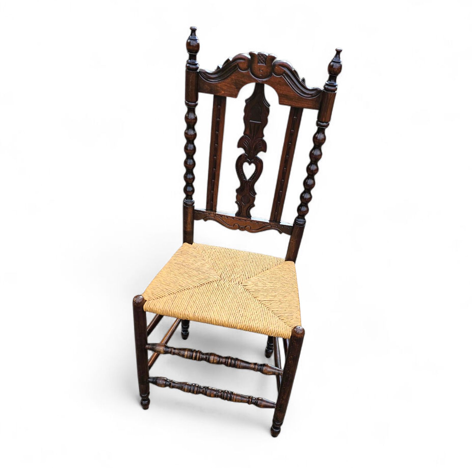 8 ( 2 X Armrest ) X Ornate Wood / Bobbin / Wicker Dining Chair / Studded Chairs photo vintage