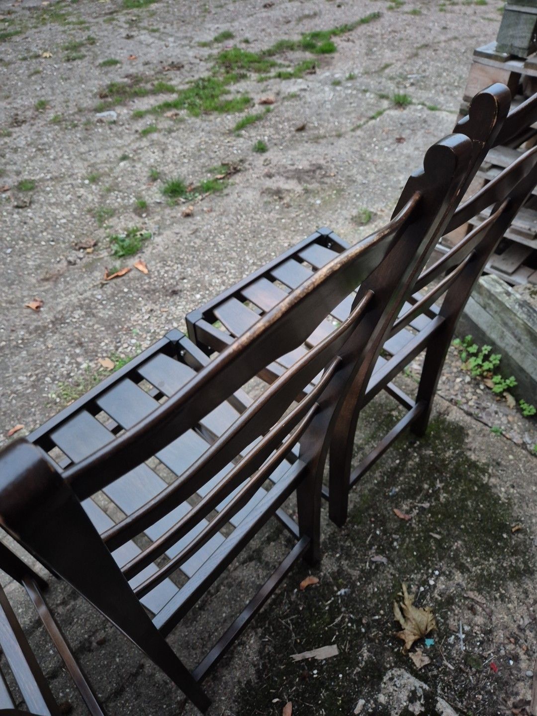 285.0 Set Of 4 1970s Ercol 715 Ladderback Dining Chairs Dark Finish, No Cushions. photo
