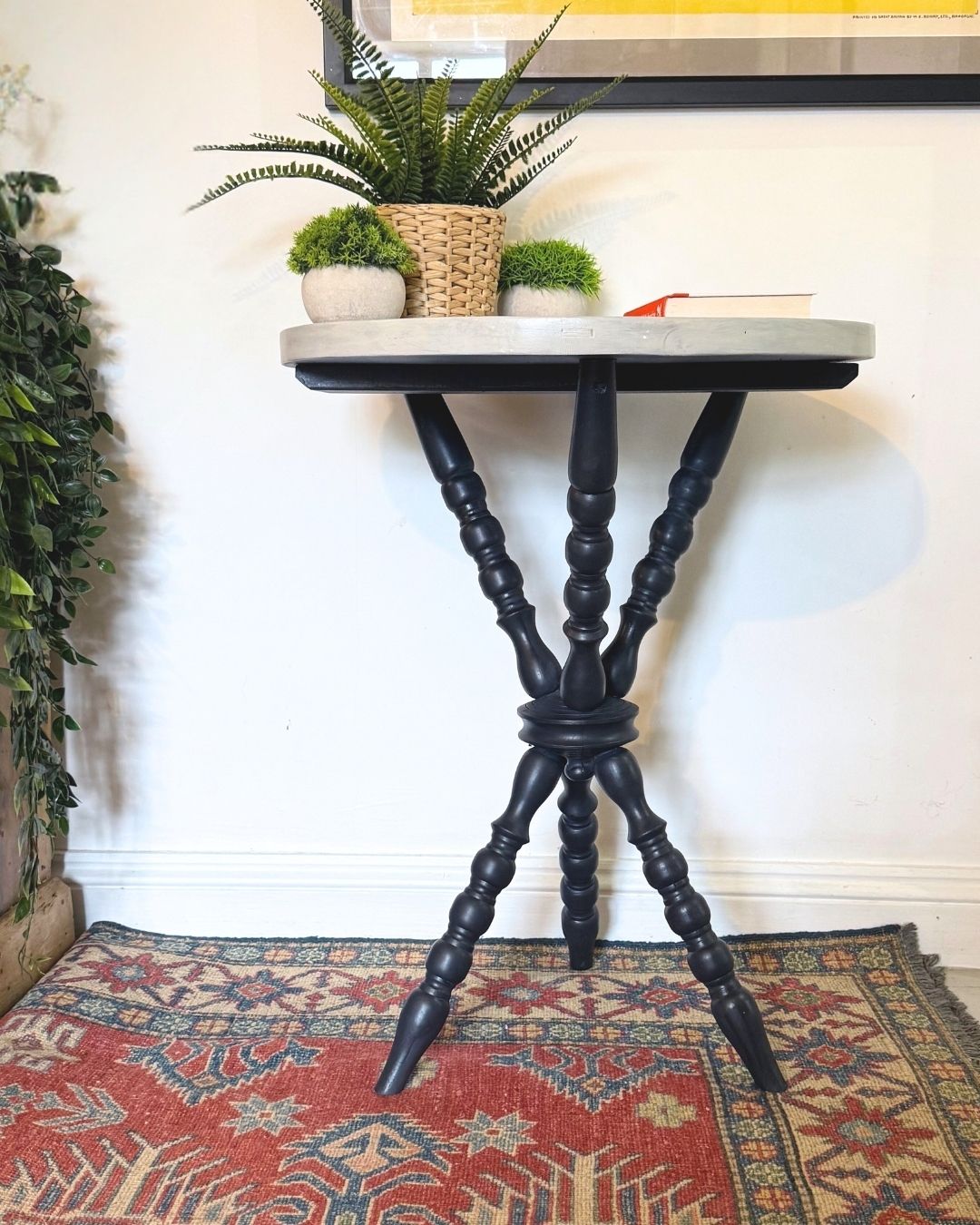 Refinished Vintage Gypsy Style Tripod Bobbin Table