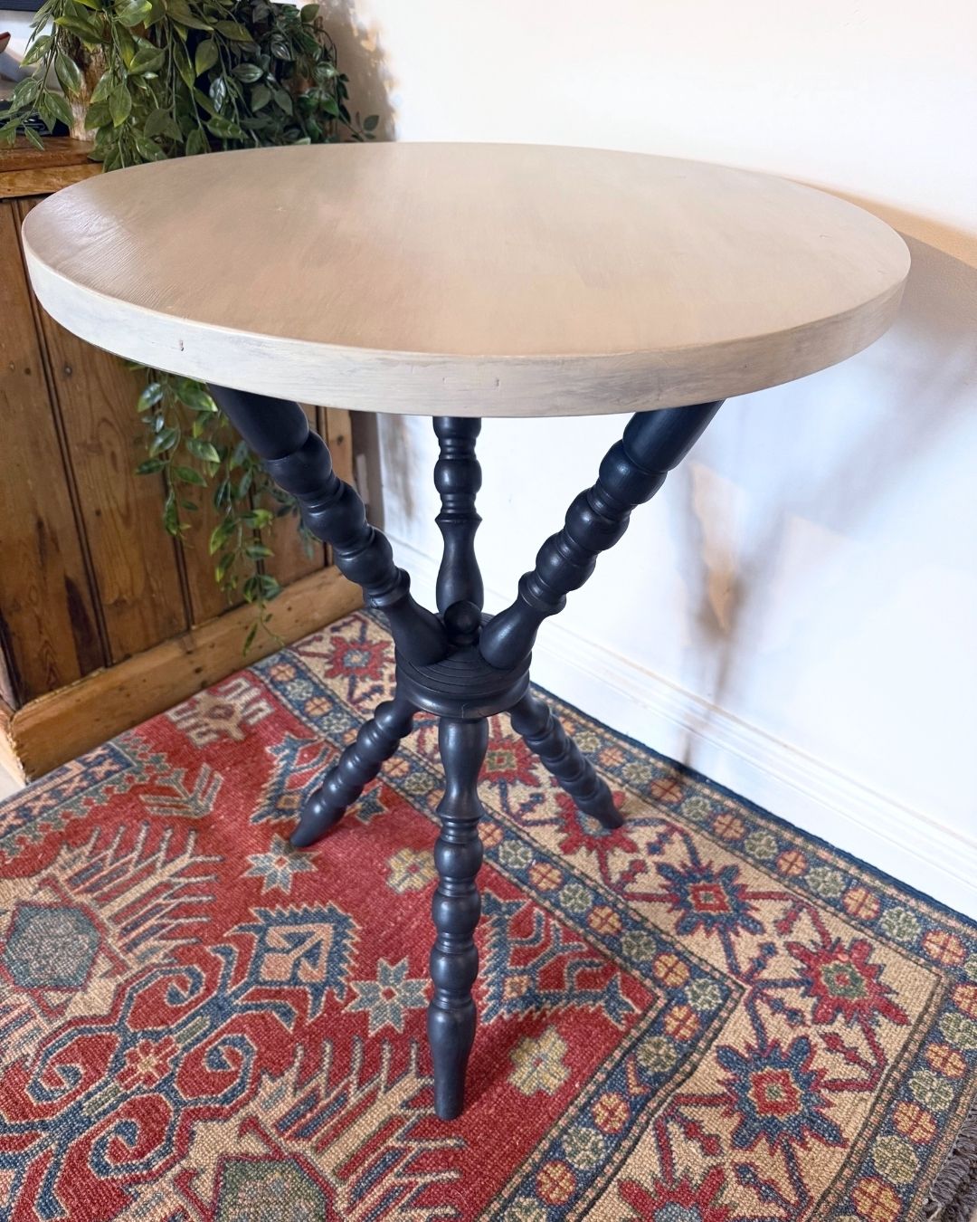 photo for sale Refinished Vintage Gypsy Style Tripod Bobbin Table