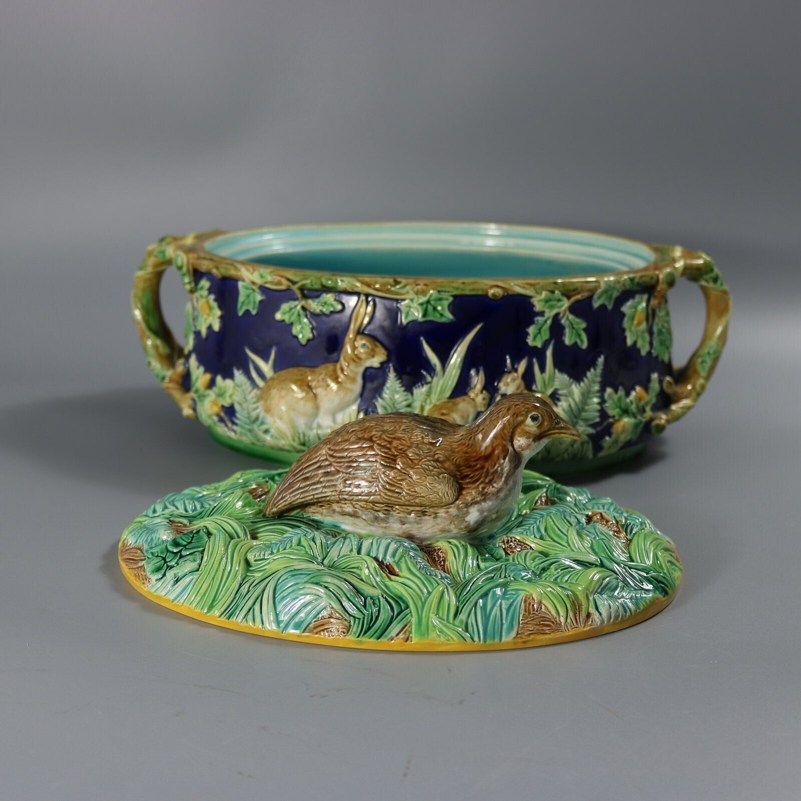 photo for sale George Jones Majolica Partridge Game Pie Dish