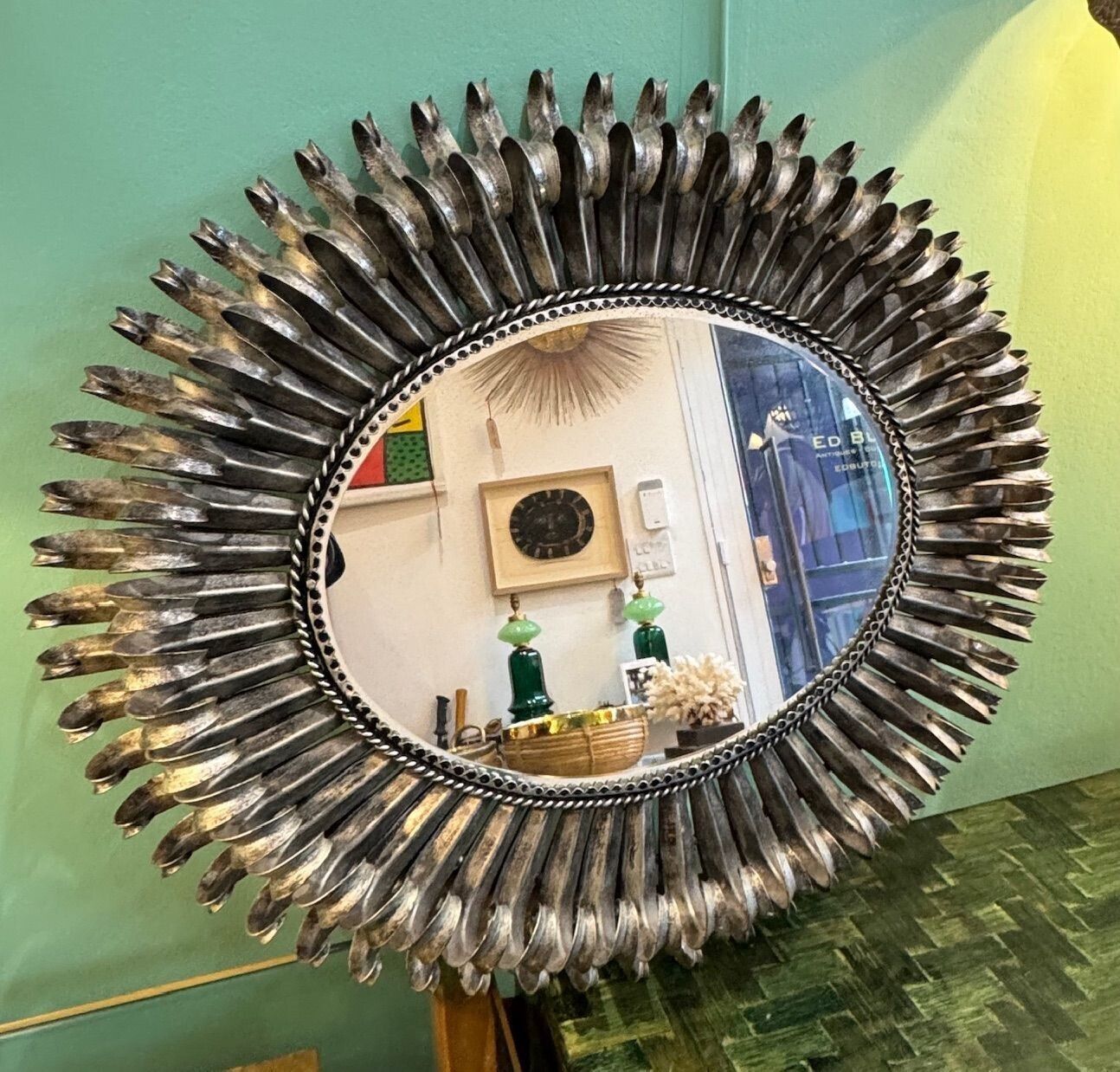 photo furniture A Spanish 1960s Silvered Metal Oval Landscape Or Portrait Eyelash Mirror