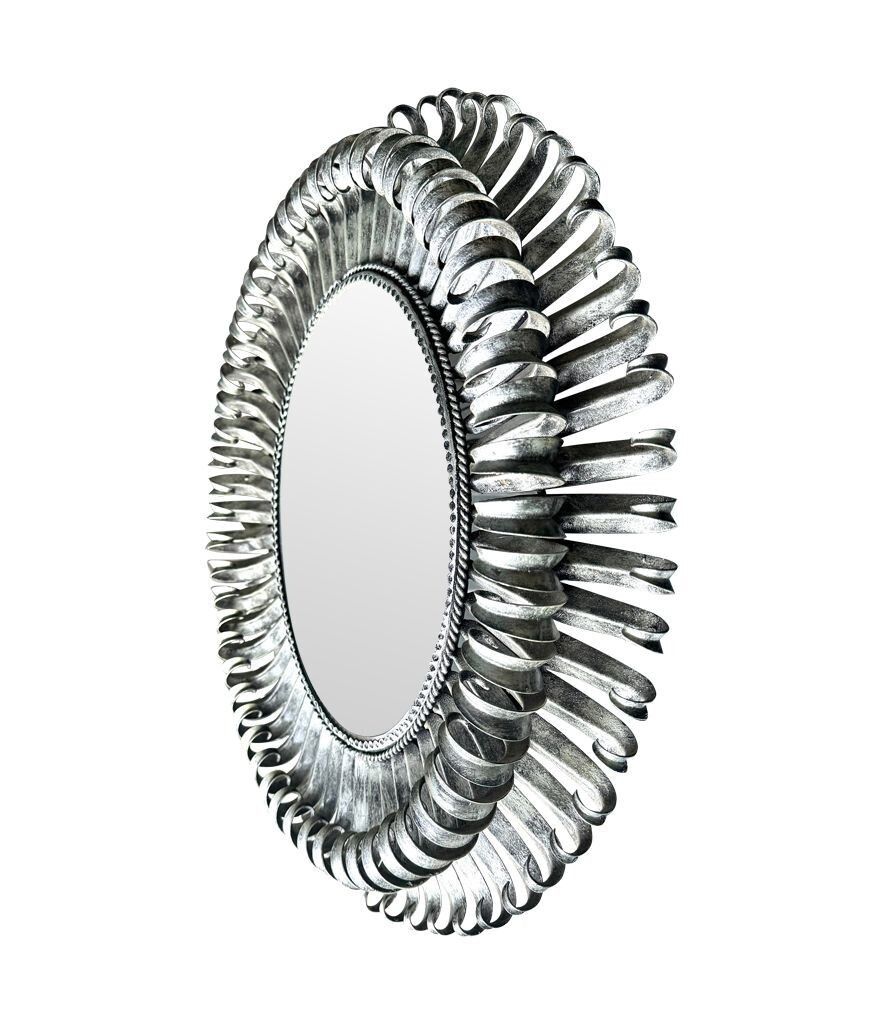 1195.0 A Spanish 1960s Silvered Metal Oval Landscape Or Portrait Eyelash Mirror photo