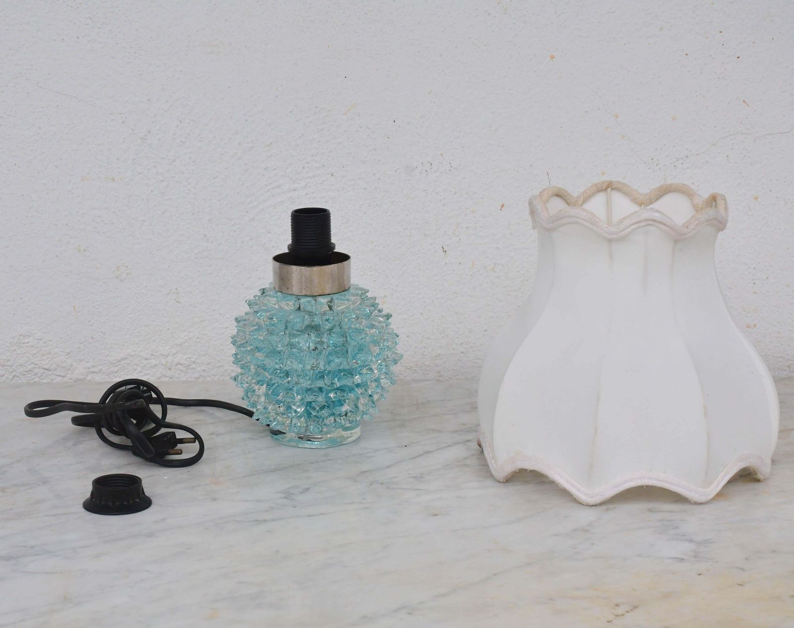 Rare Blu Table Lamp In Rostrato Murano Glass Vase For Barovier & Toso, 1950s photo furniture