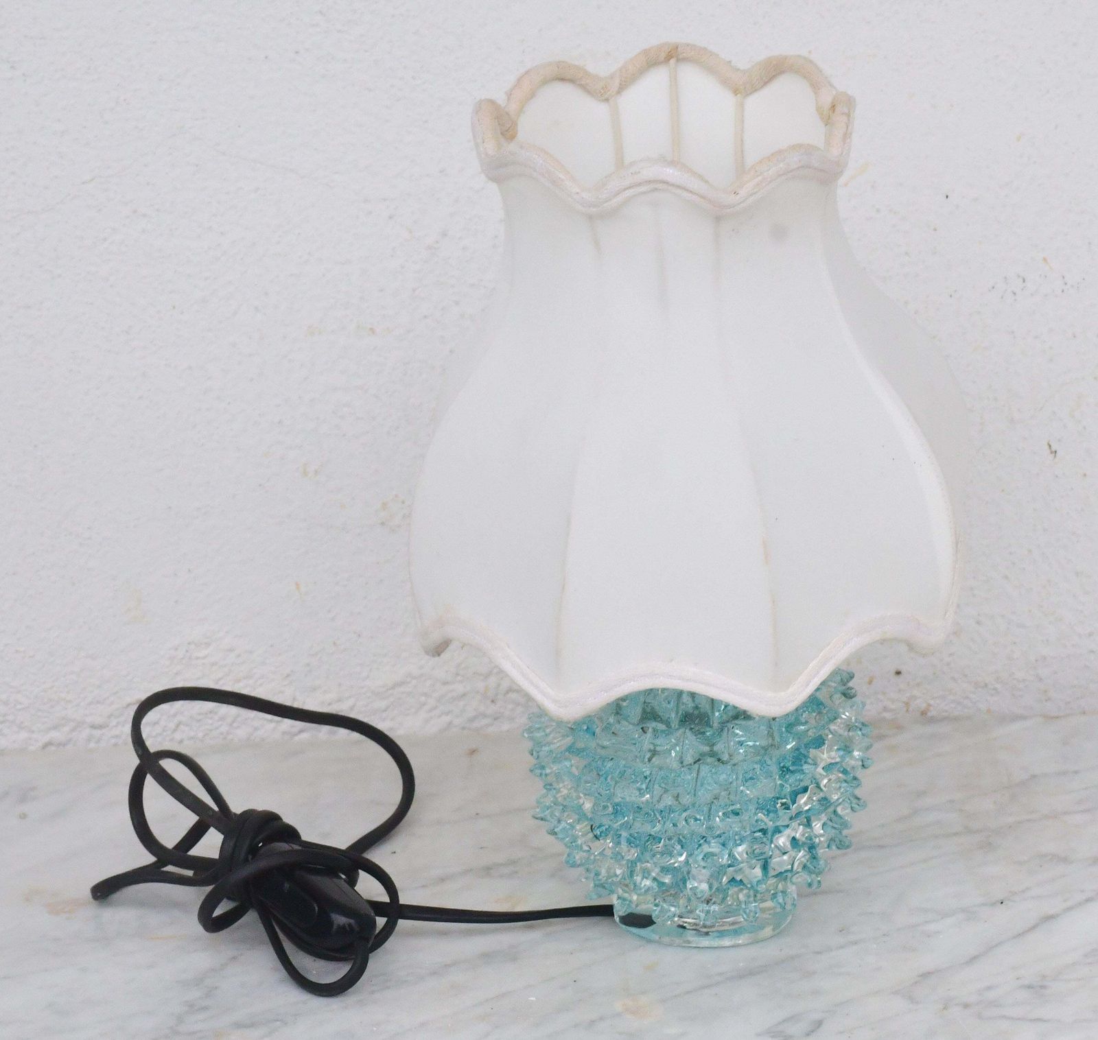 Rare Blu Table Lamp In Rostrato Murano Glass Vase For Barovier & Toso, 1950s photo 1586.0