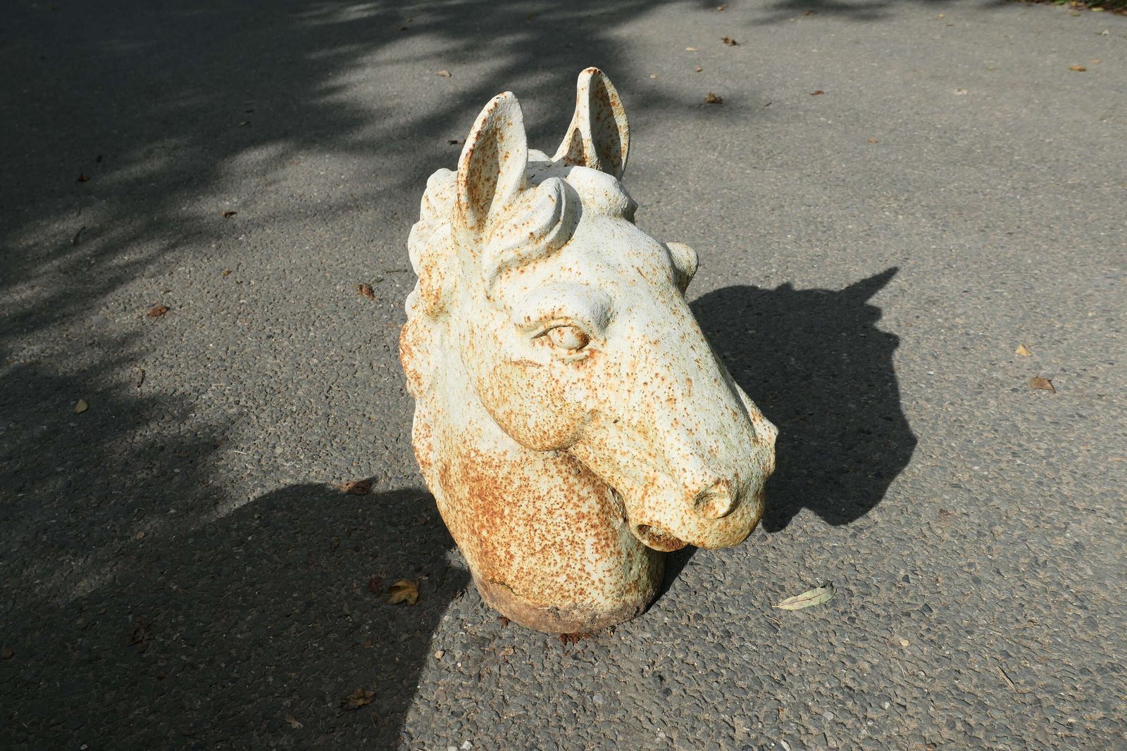 Pair Of Statuesque Cast Iron Horse Head Gate Post Finials photo 1980.0