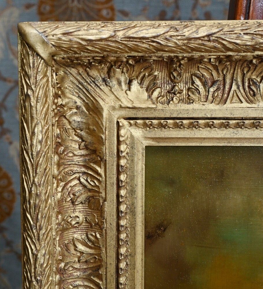 Victorian Oil Painting Flower Arrangement Floral Spray Gilt Frame photo Art