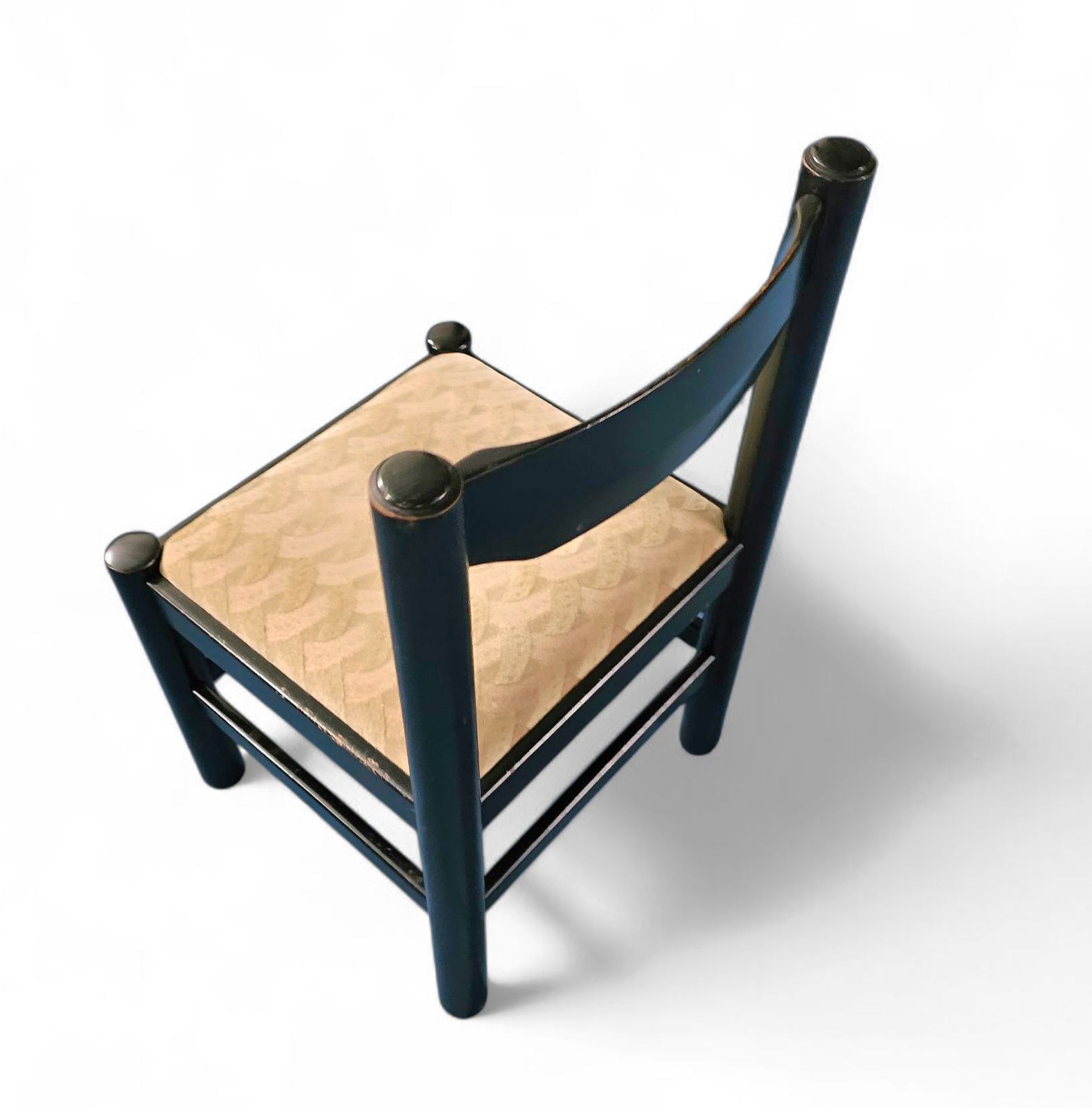 Rare Dining Set / Vico Magistretti / Italy / 1970s / Solid Black Painted Wood / 6 X Chair / Matching Table photo vintage