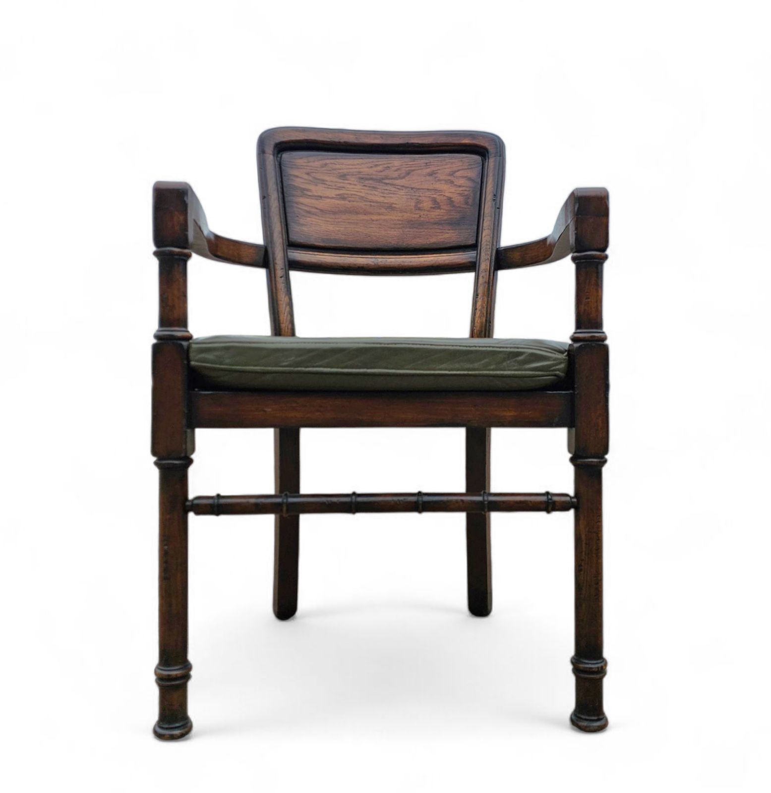 photo vinterior 4 X Rac Royal English Dining Chairs / Green Leather Cushions