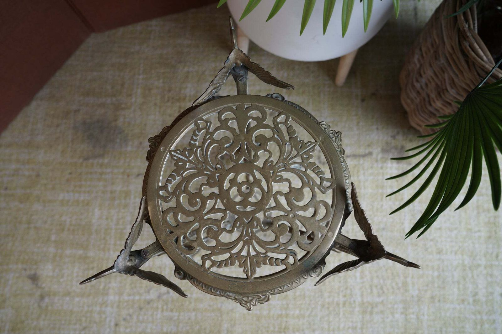 Antique Brass Plant Stand – Ornate Victorian Style Display Stand photo vintage