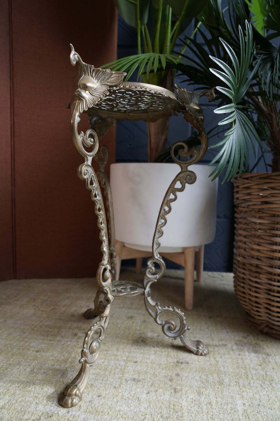 photo buy Antique Brass Plant Stand – Ornate Victorian Style Display Stand