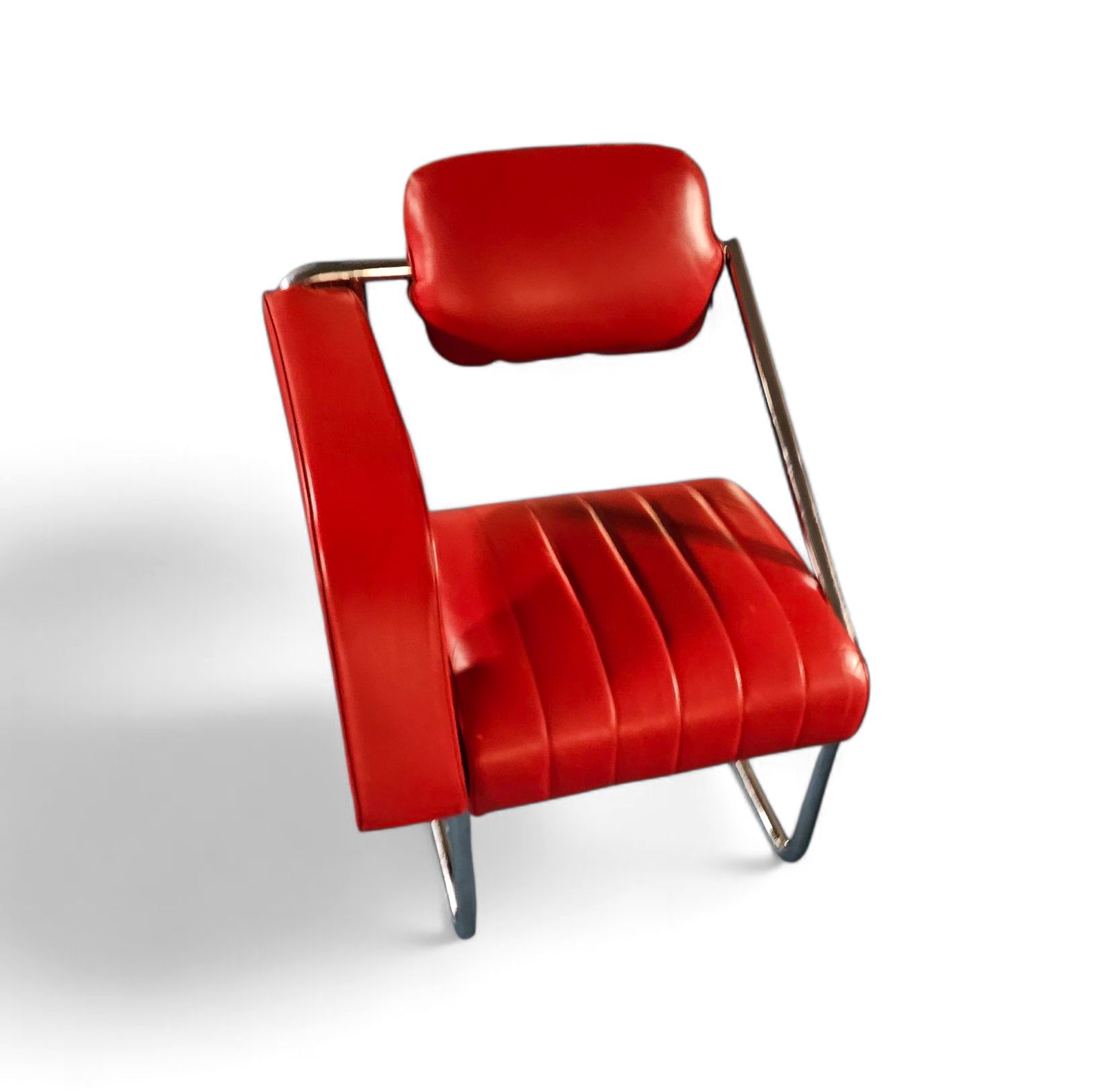 2 X Non Conformist Chair / Eileen Gray By Alivar / Red Leather / Marked Beneath The Seat photo buy