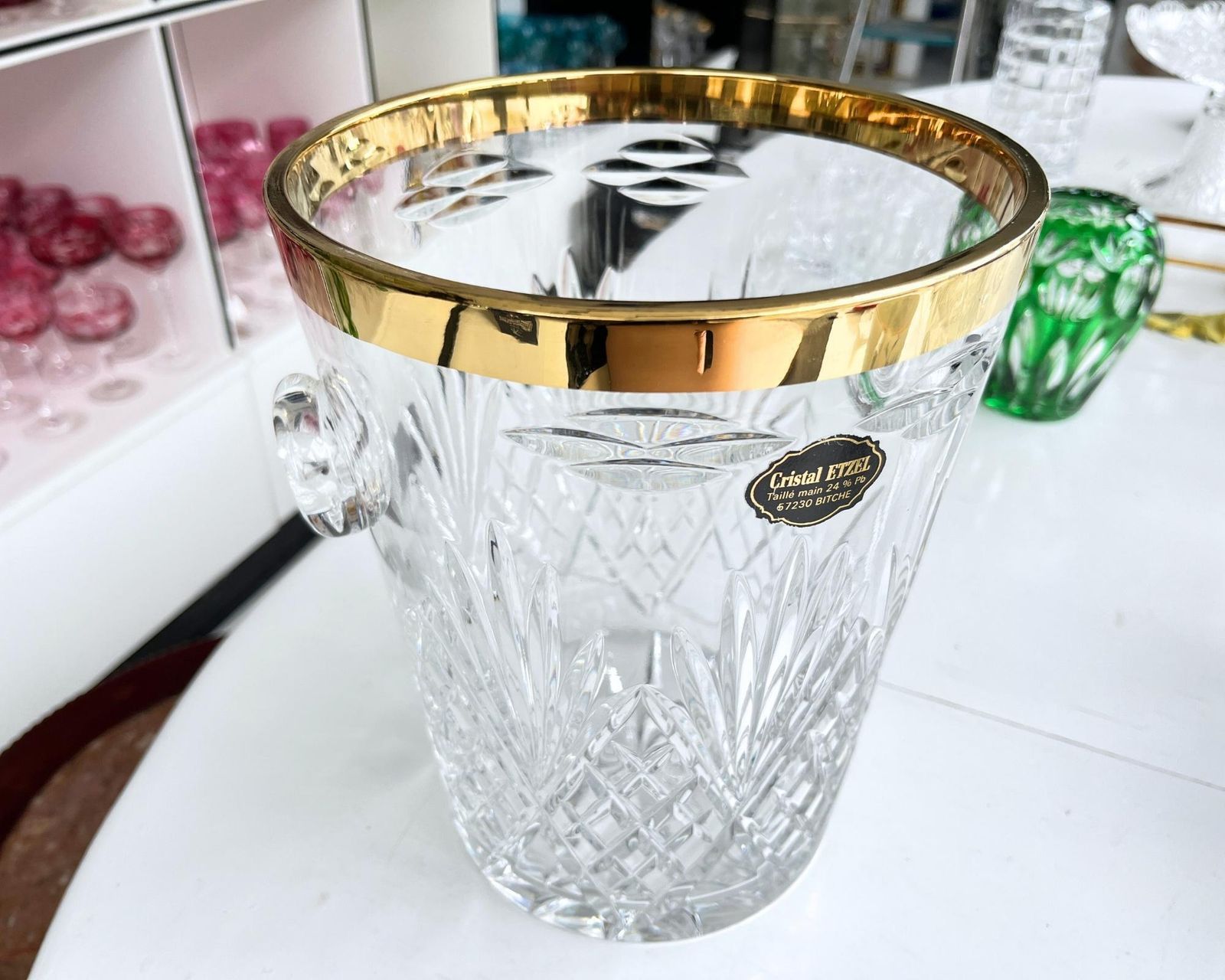 Franse Kristallen Champagnekoeler | Gouden Rand | Cristal Etzel photo furniture