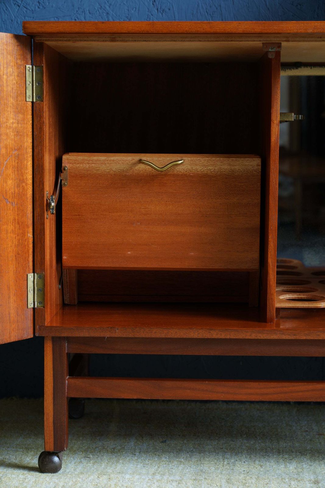 Mid Century Teak Drinks Cabinet On Castors photo 150.0
