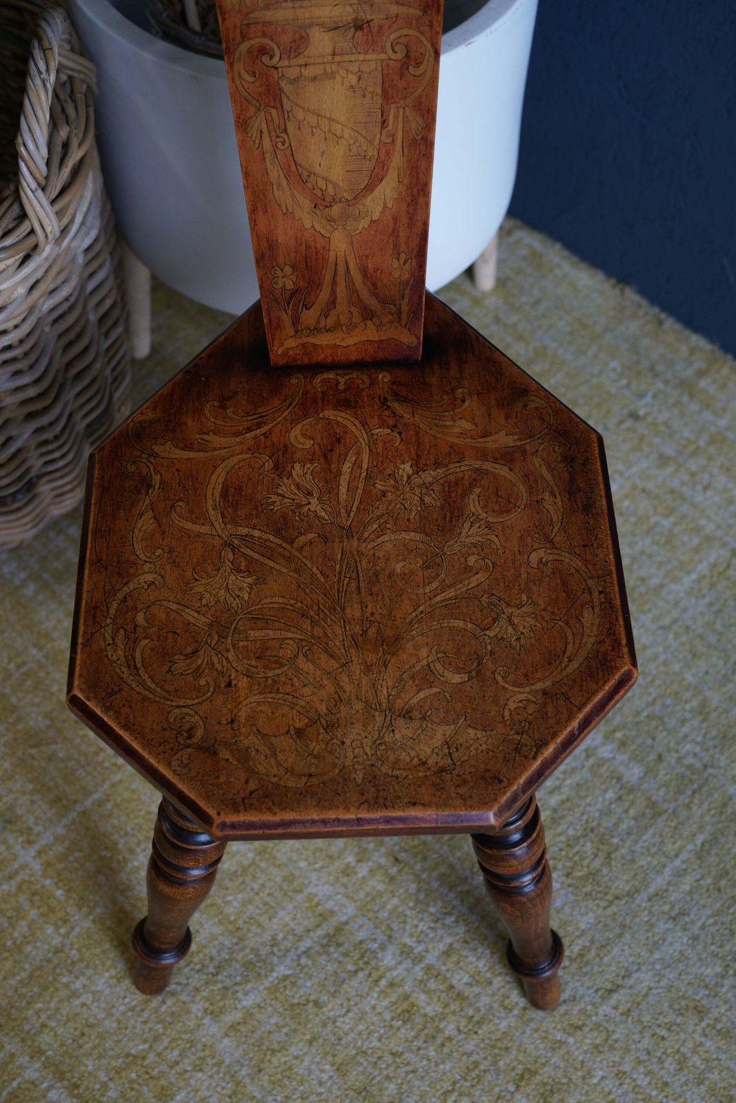 Vintage Beech And Oak Heart Back Chair photo for sale