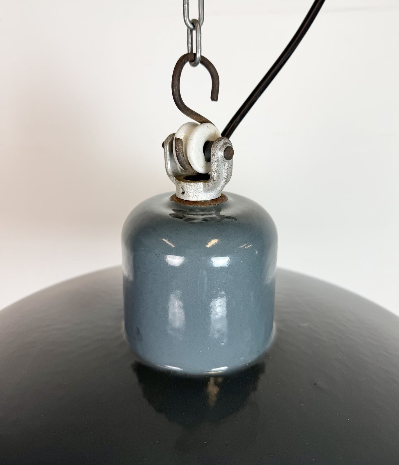Industrial Grey Enamel Pendant Lamp From Siemens, 1930s photo Lighting