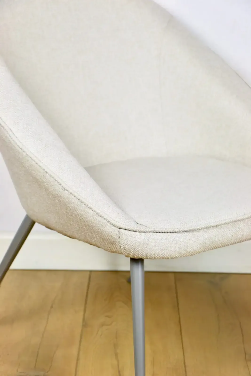 Ivory Beige Shell Armchair From The 1970s On Gray Metal Legs   Beautiful photo furniture