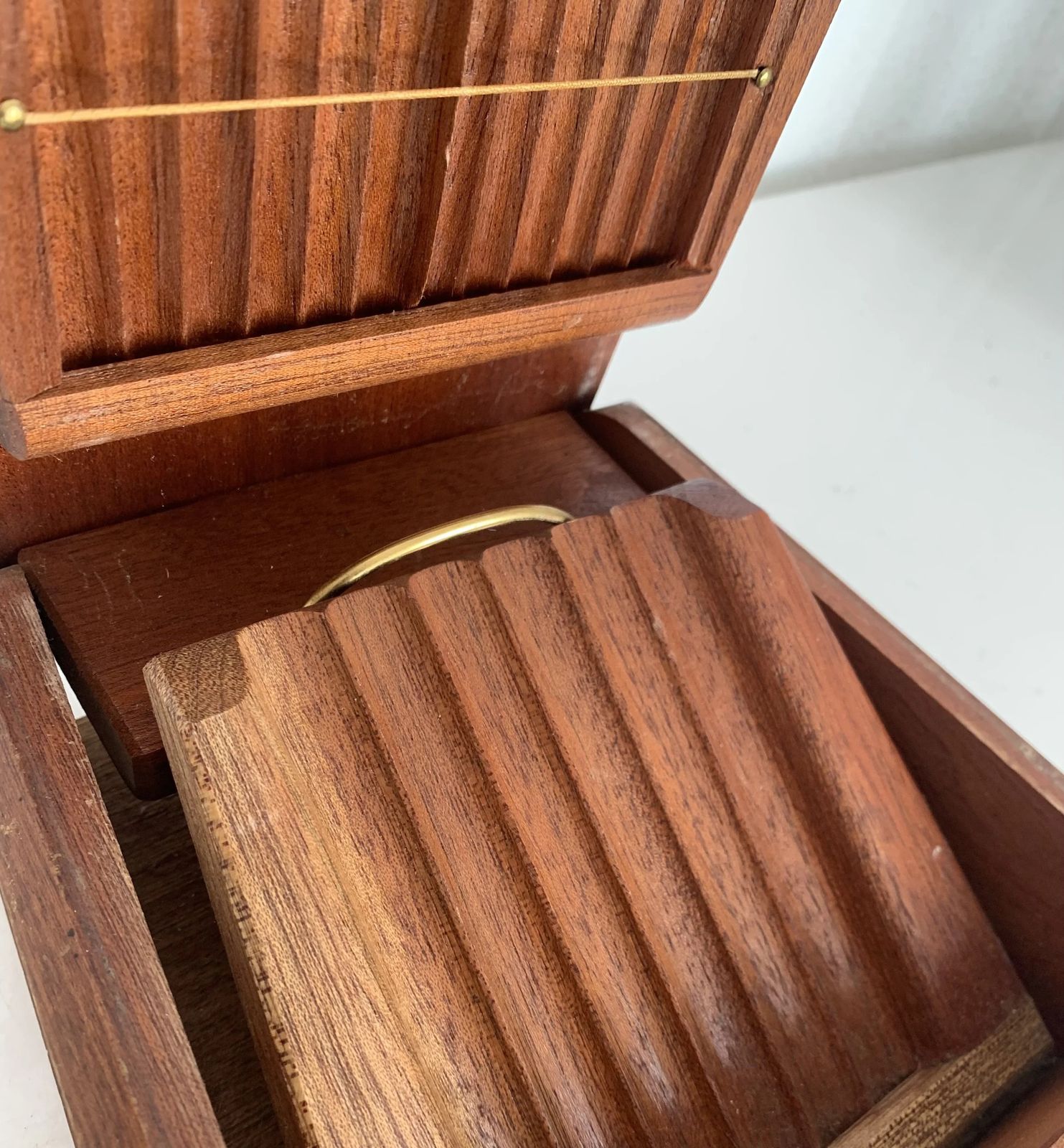 Vintage 1960s Cigar And Cigarette Dispenser, Gilded Wood   20 X 19 Cm photo buy