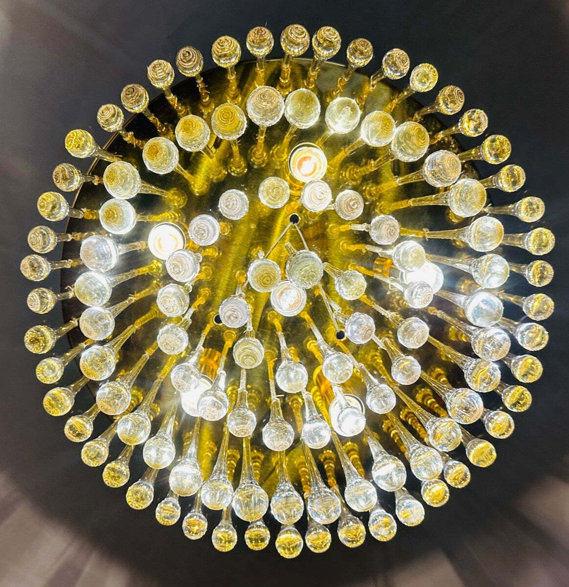 Lighting 1970s German Murano Clear Glass 110 Tear Drop Circular Flush Mount Ceiling Light By Christoph Palme photo
