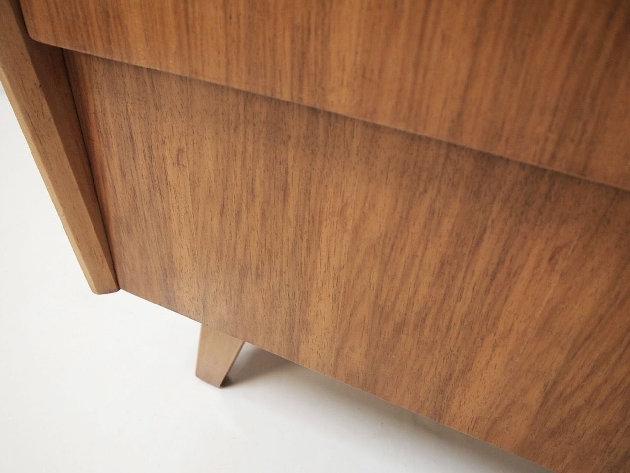 photo for sale Rare English Oak Three Drawer Chest On Splayed Legs.