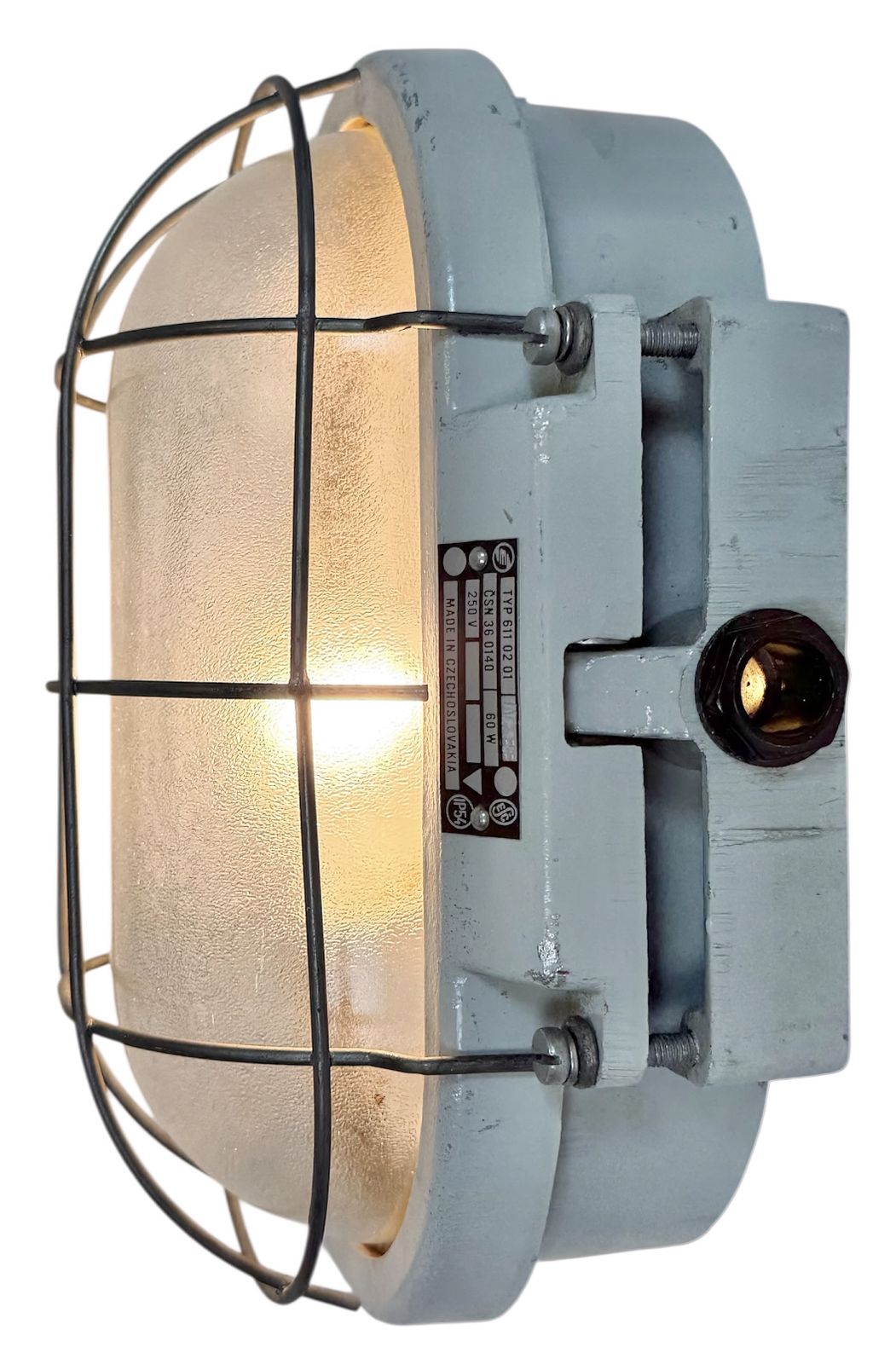photo for sale Industrial Cast Aluminium Wall Light With Frosted Glass From Elektrosvit, 1970s, 5x