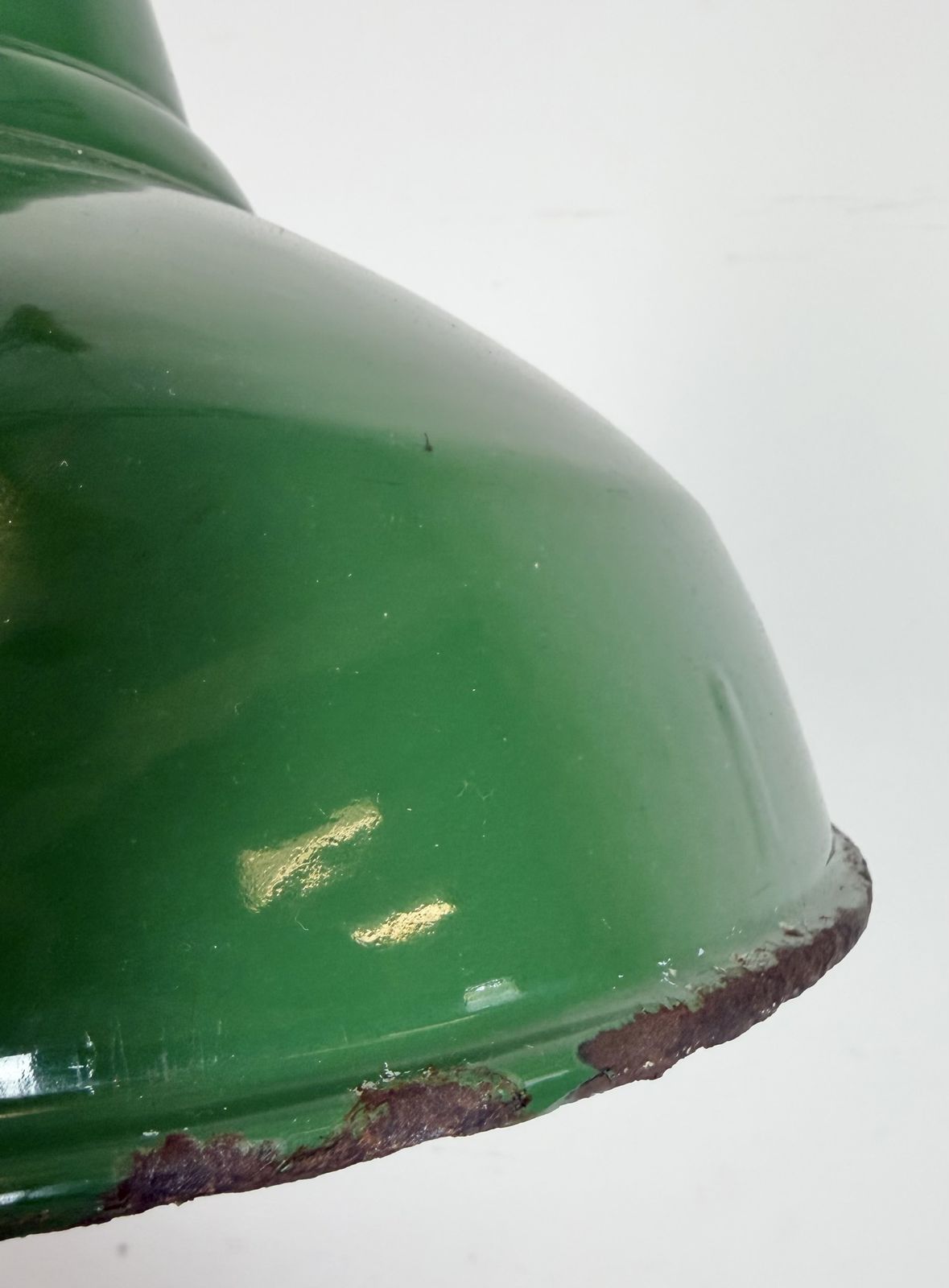 photo furniture Industrial British Green Enamel Factory Pendant Lamp, 1960s
