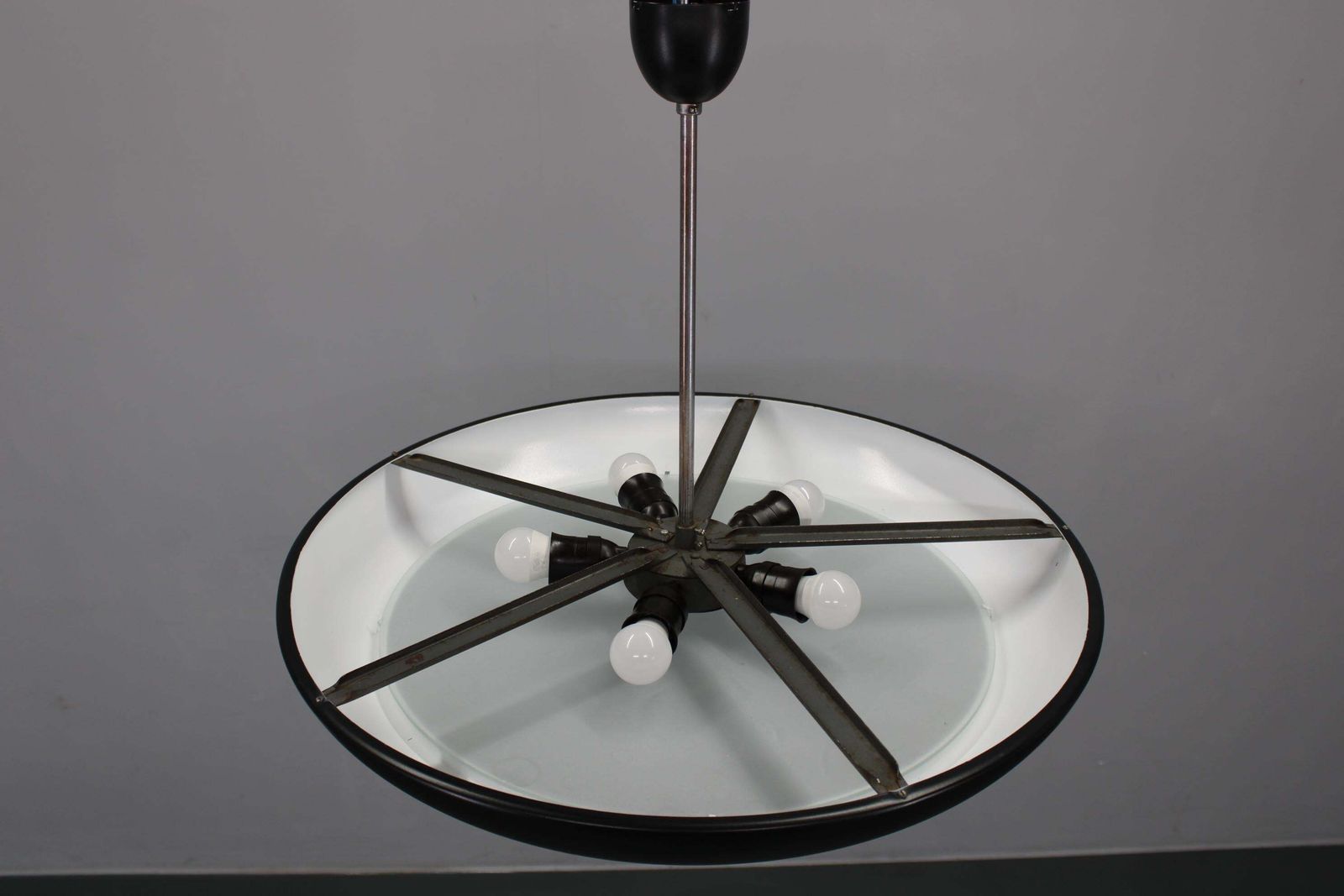 Bauhaus "Ufo" Pendant Light By Josef Hurka For Napako, Czechoslovakia, 1940s photo vintage