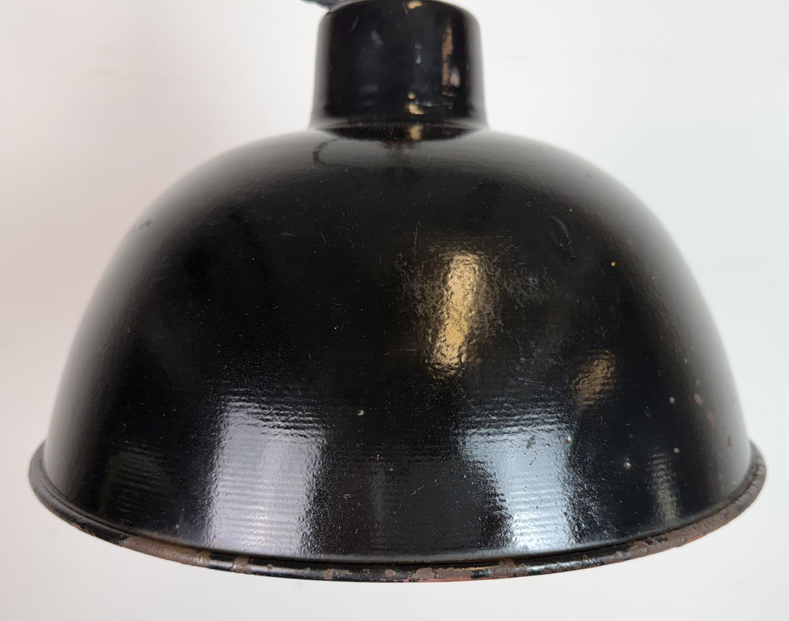 East German Black Enamel Factory Light By Lbd Veb Leuchtenbau Dresden, 1950s photo furniture