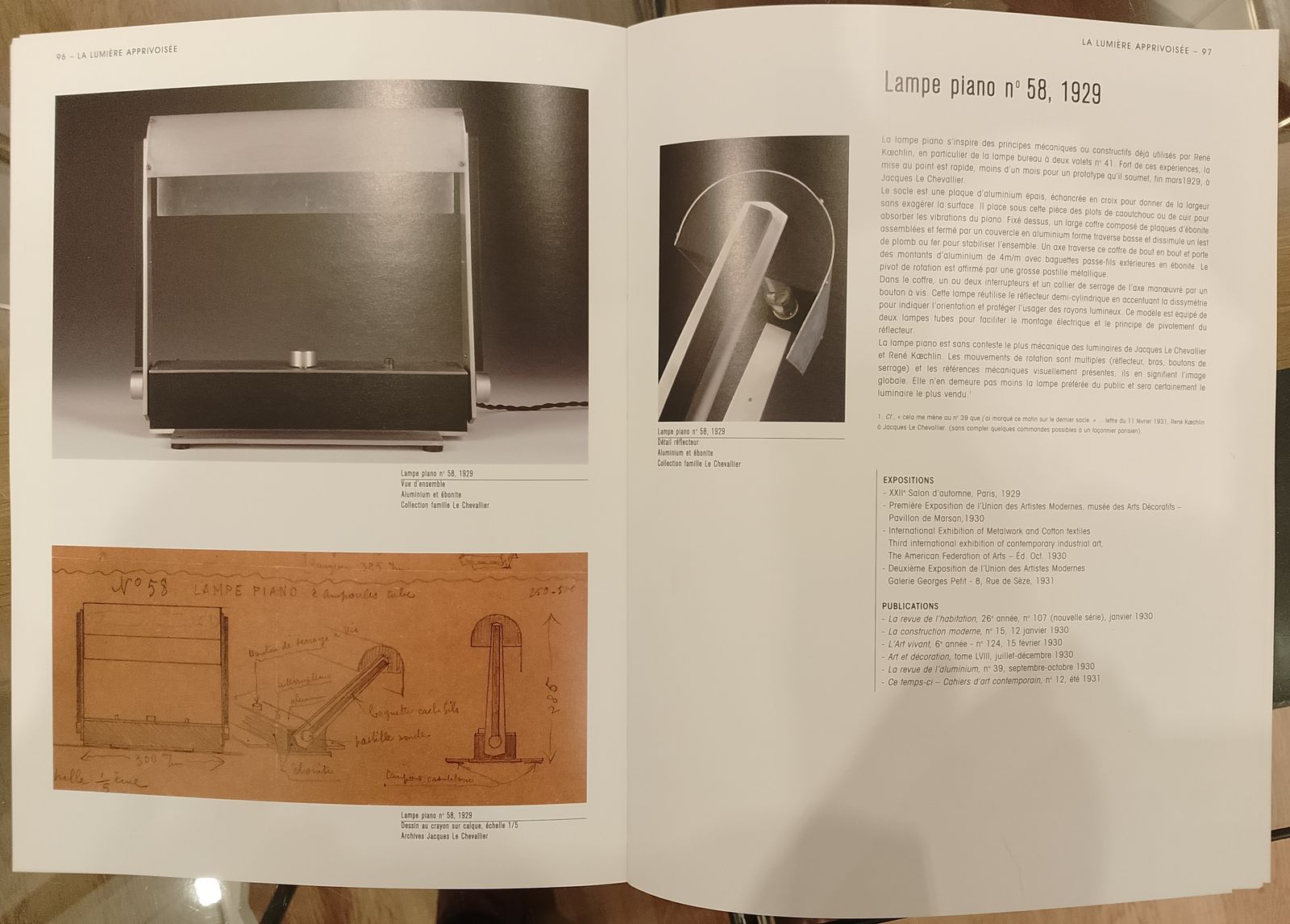 photo vintage Rare Piano Lamp By Jacques Le Chevallier And René Koechlin, Model No. 58, Art Déco, 1929