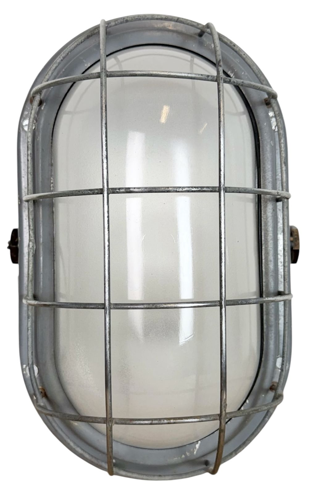 Industrial Grey Wall Light With Milk Glass From Elektrosvit, 1970s, 2x