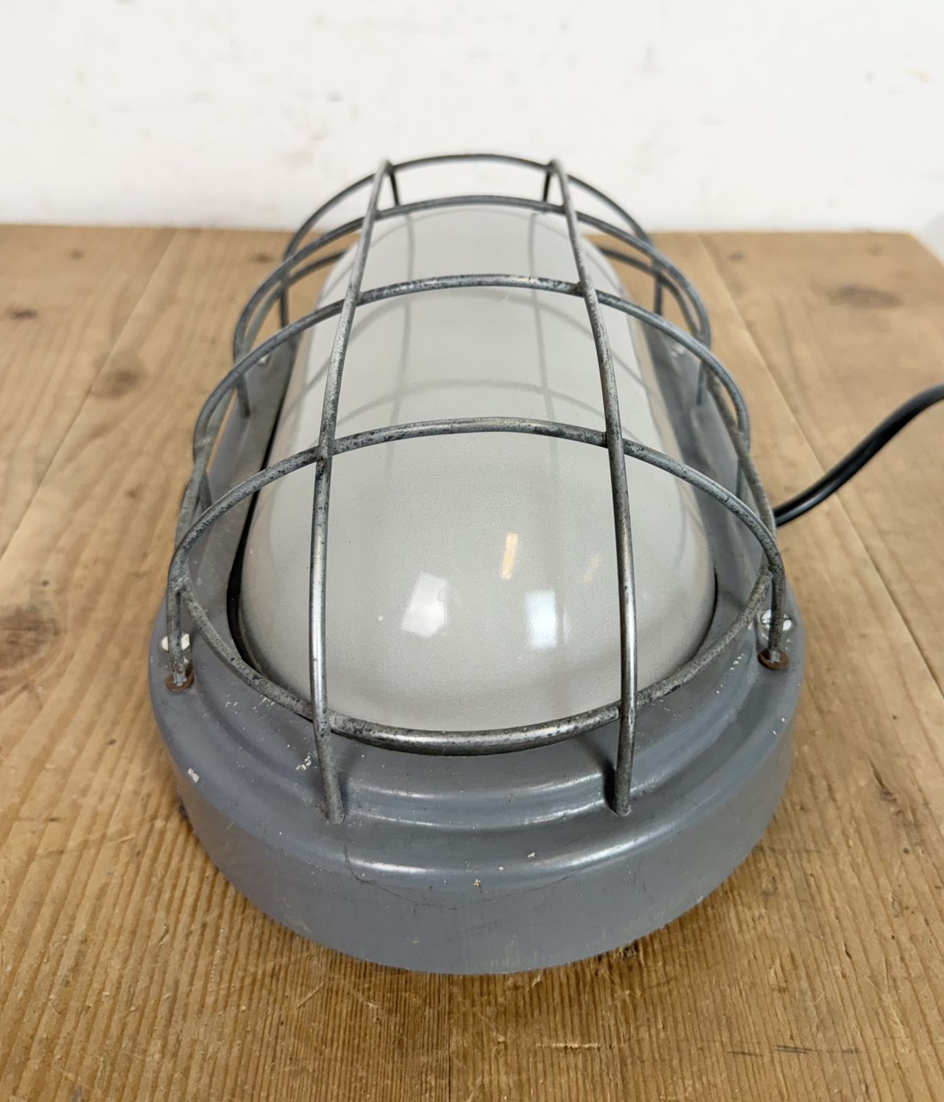 Industrial Grey Wall Light With Milk Glass From Elektrosvit, 1970s, 2x photo 179.0