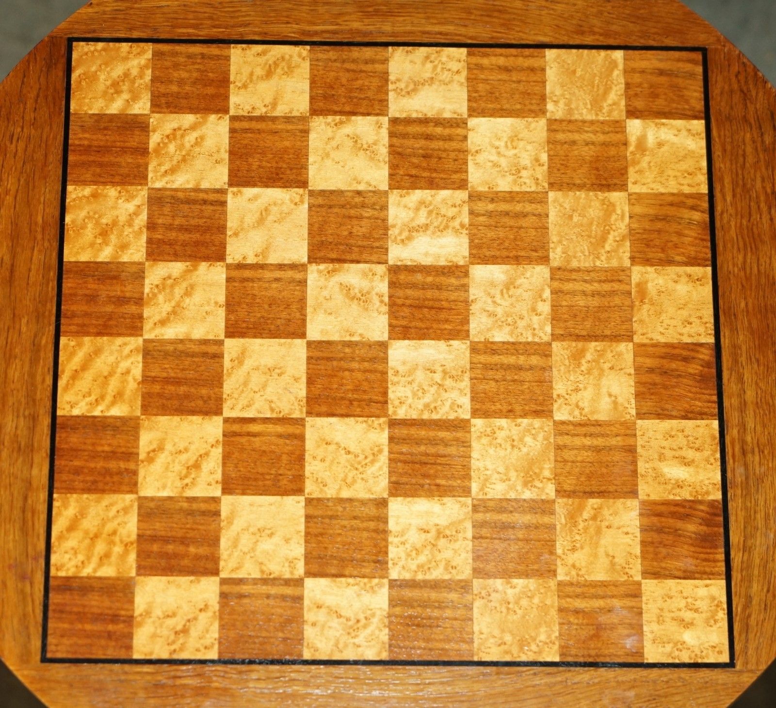 Antique Mahogany Satinwood & Walnut Chess Games Table With Lovely Turned Base photo Furniture