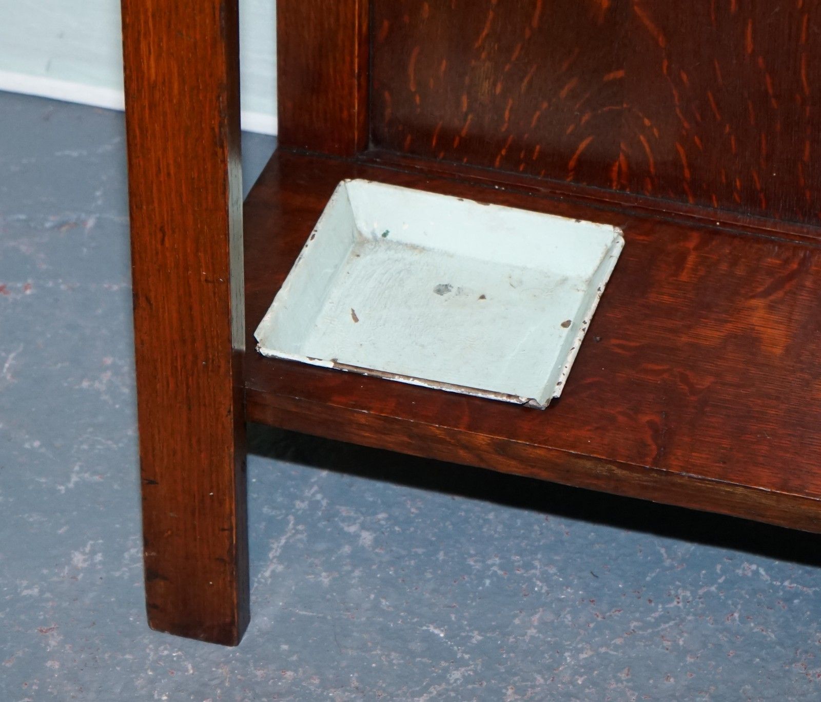 Furniture Antique Atcraft Oak Hat And Umbrella Hallway Stand With A Mirror photo