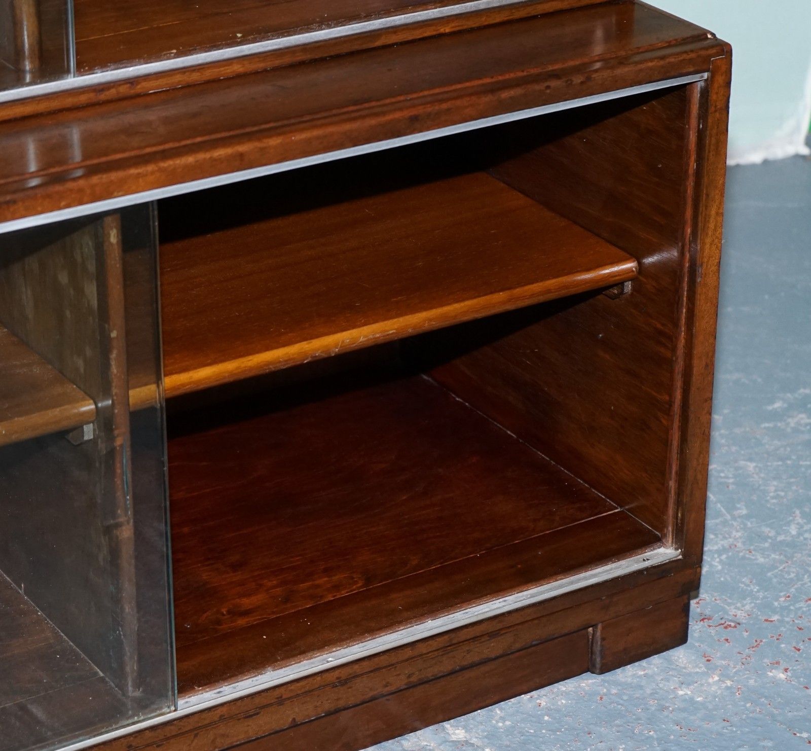 photo vinterior Circa 1930s Minty Of Oxford Three Tier Glass Front Barrister Bookcase Cabinet