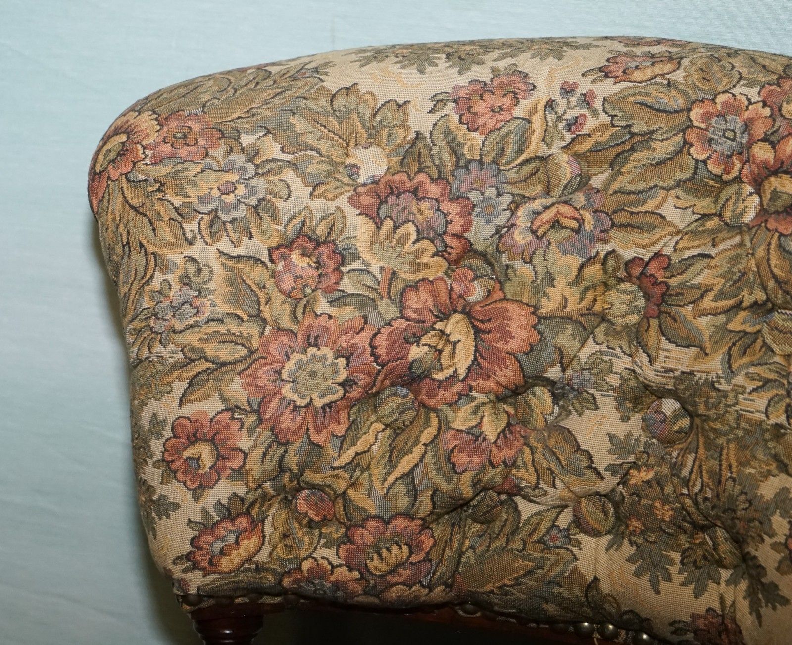 Antique Victorian Tapestry Nursing Chair With Floral Flower Design photo vinterior