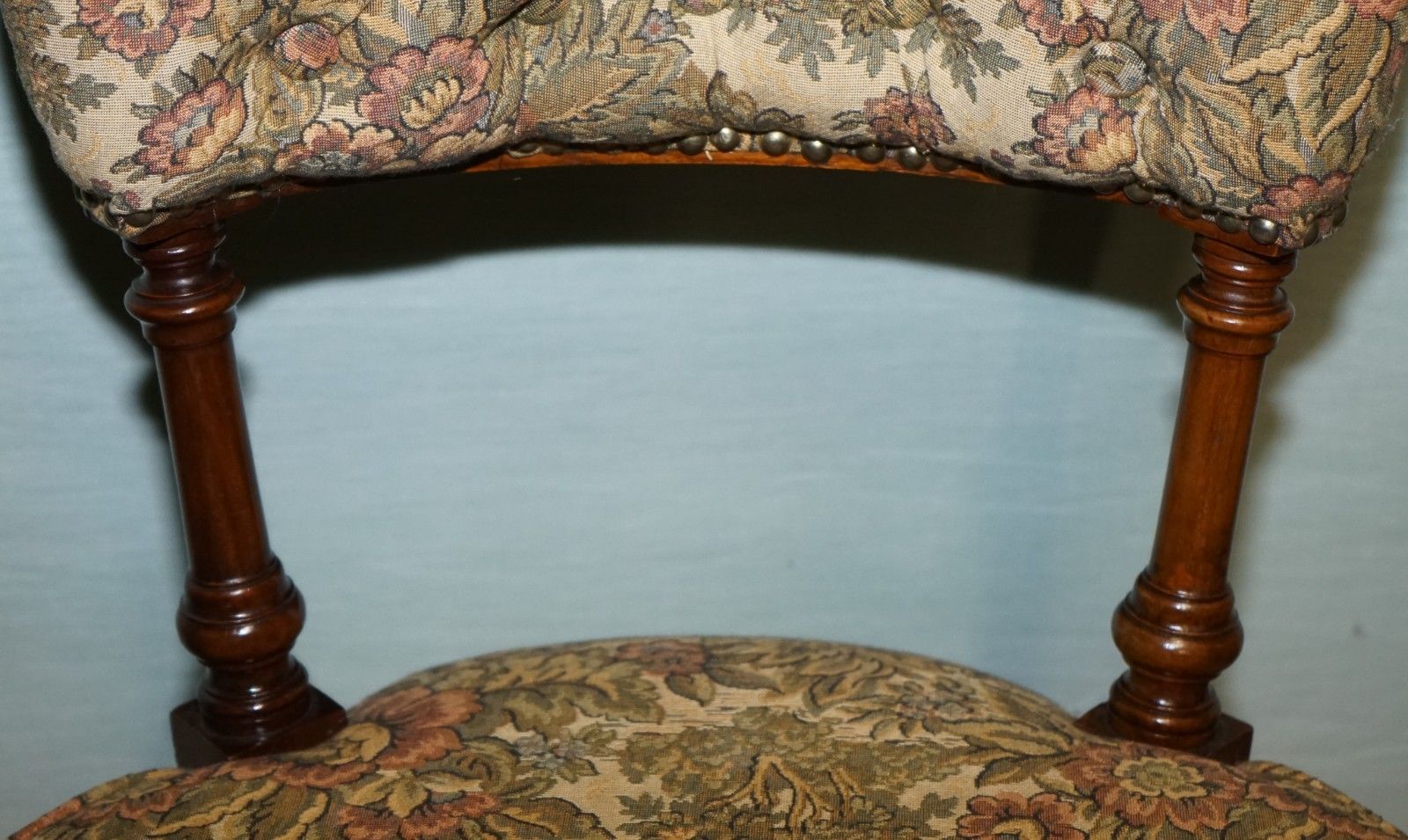 Antique Victorian Tapestry Nursing Chair With Floral Flower Design photo vintage