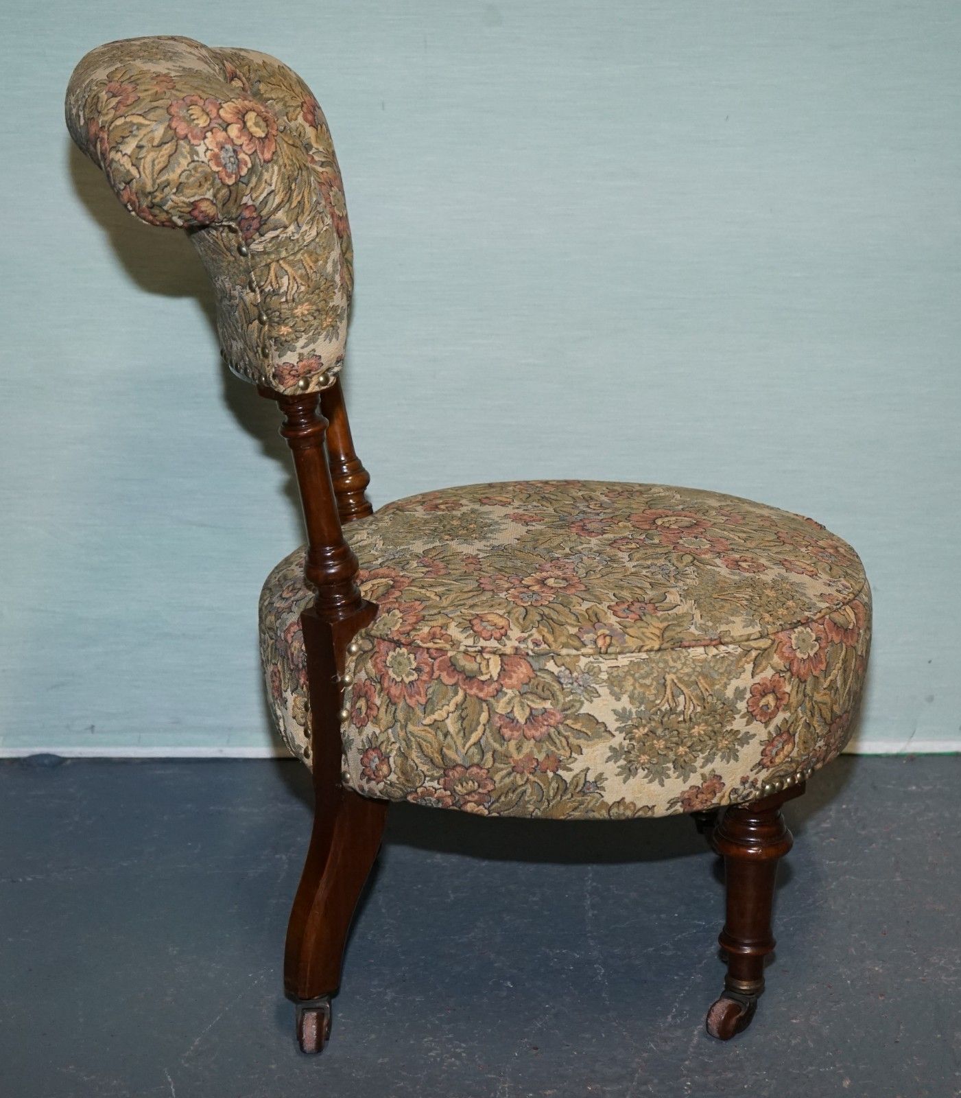 photo buy Antique Victorian Tapestry Nursing Chair With Floral Flower Design