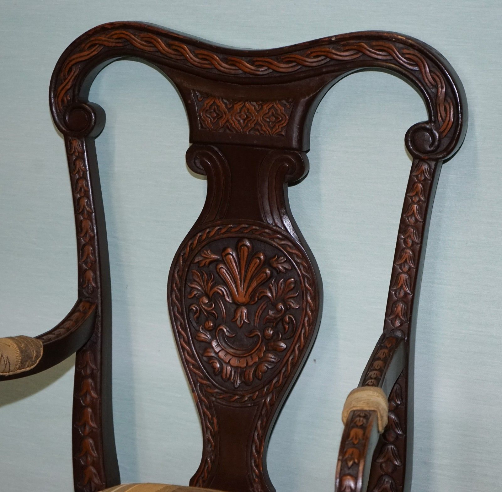 Anglo Indian Wooden Heavily Carved Elephant Detail Single Caver Armchair photo Furniture