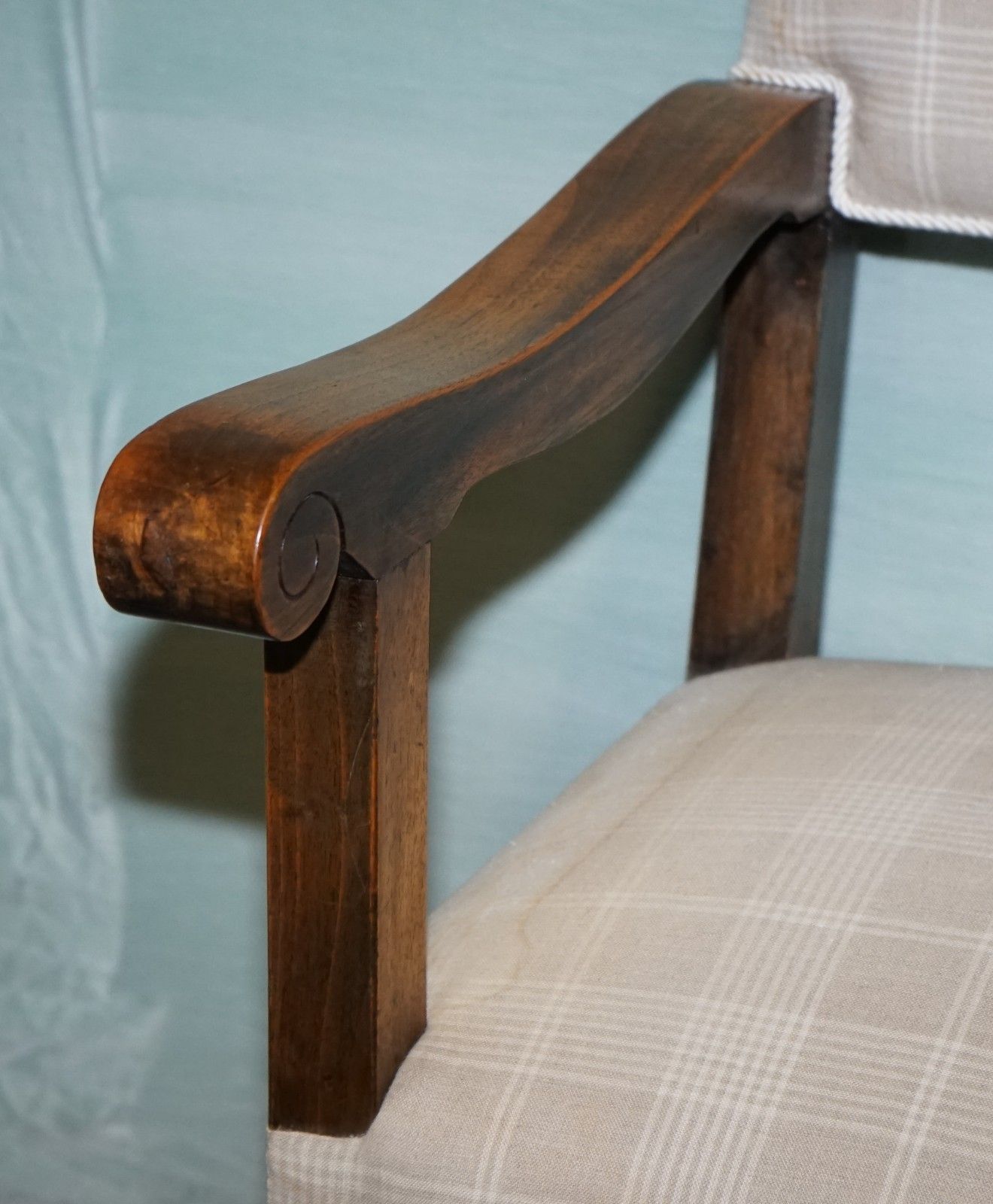 Lovely Pair Of Victorian Newly Upholstered Carver Armchairs Carved Wood Detail photo buy