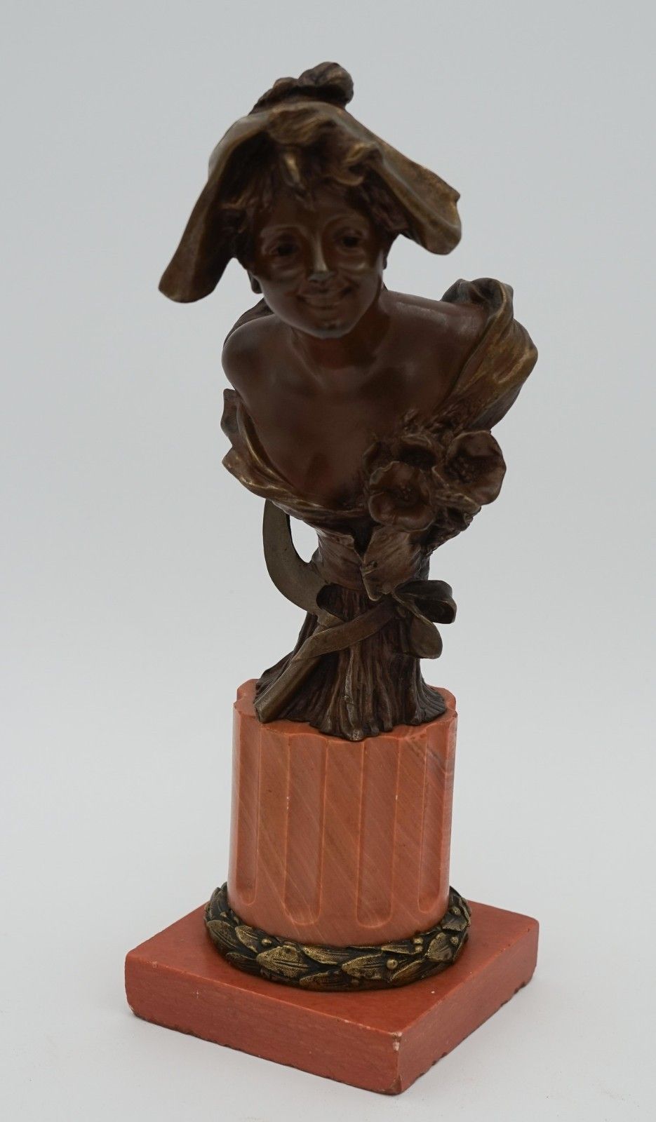 Antique 1885 1930 George Van Der Straeten Bronze Bust Of Dutch Lady photo furniture